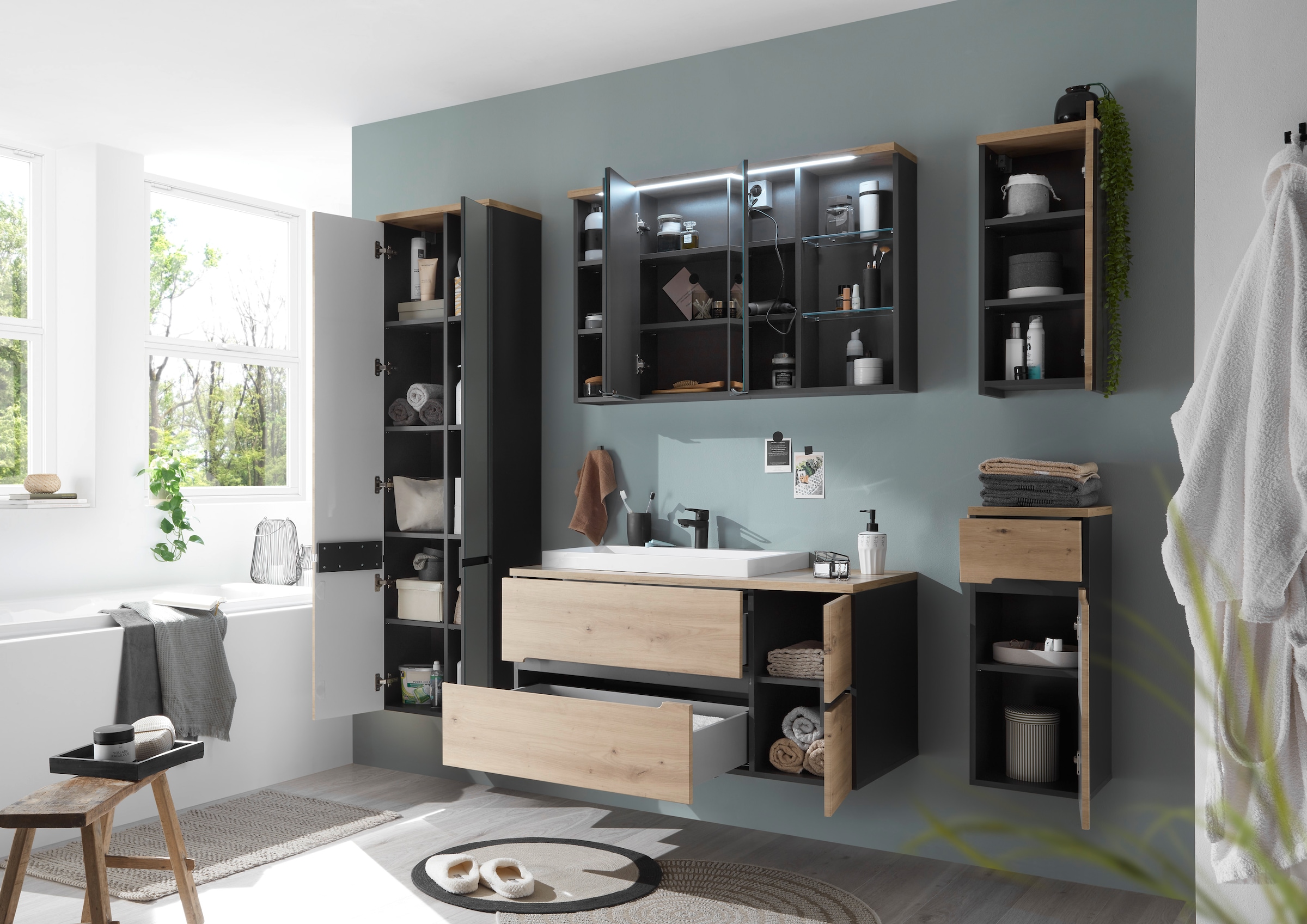 BASIC by Balculina Waschtisch »Memphis, Waschtisch BxHxT 110 x 54 x 53«, Breite 110 cm, mit Waschbecken, Softclose