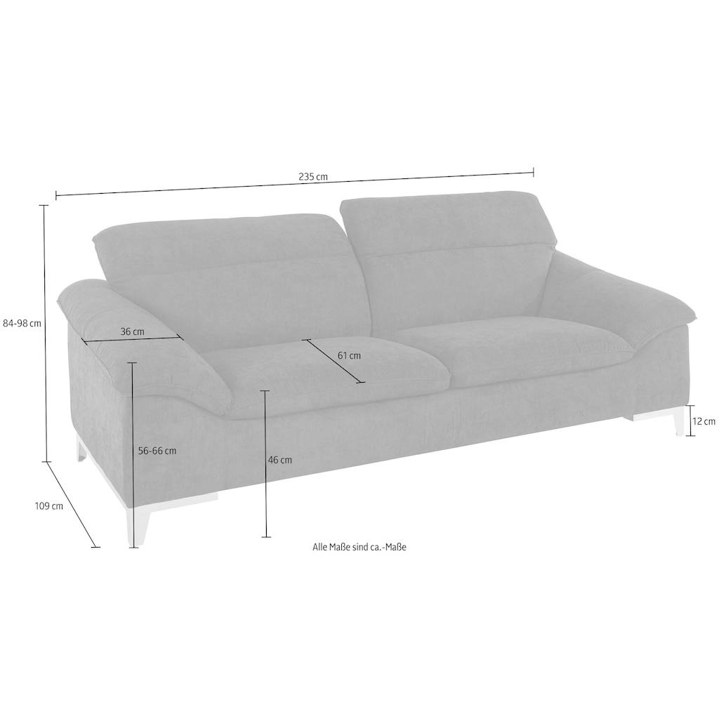 COTTA Polstergarnitur, (Set), Set: bestehend aus 3-Sitzer und Hocker, Sofa inklusive Kopfteilverstellung