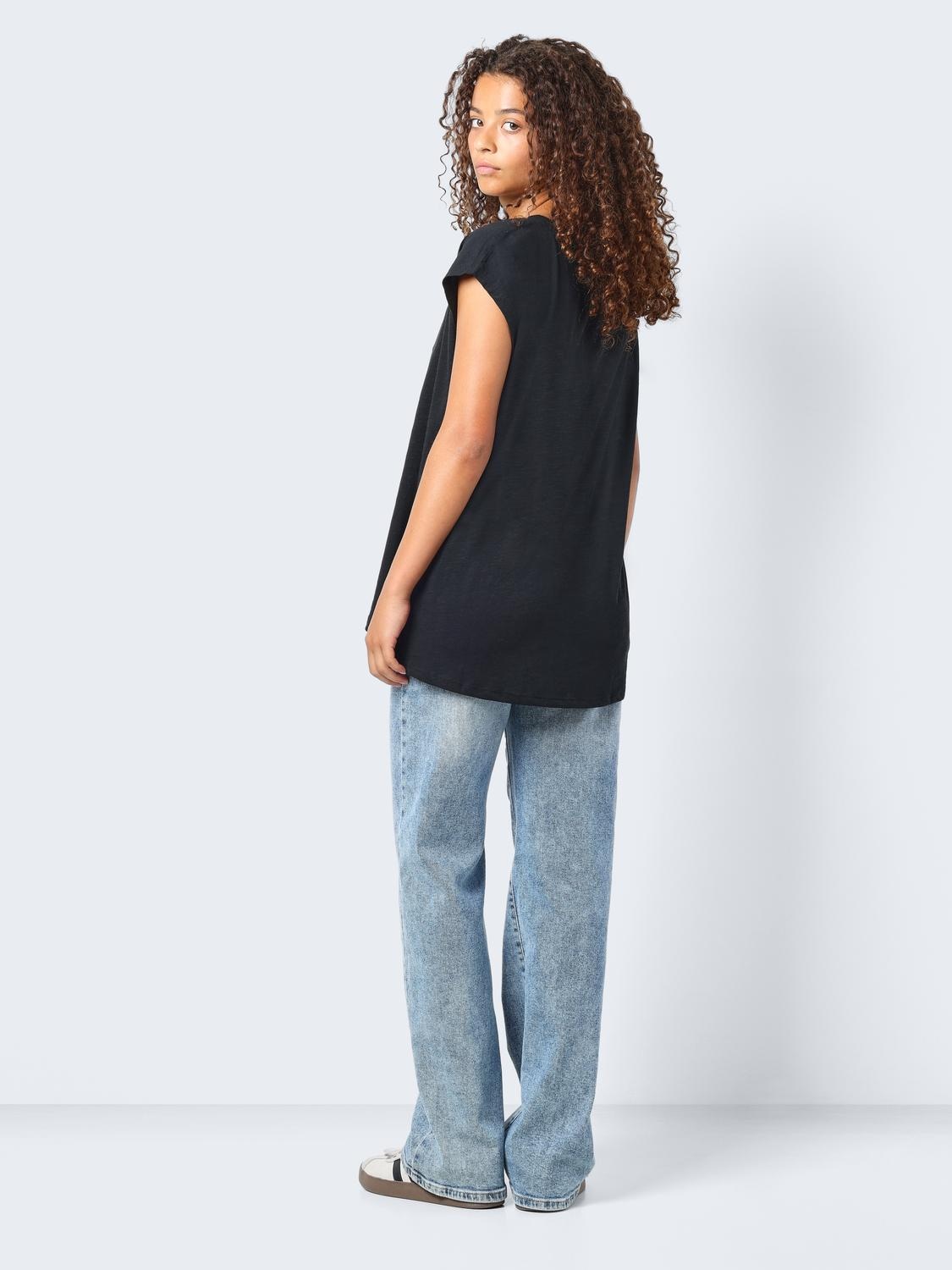 Noisy may Kurzarmshirt »NMMATHILDE S/S LOOSE LONG TOP NOOS« Baumwollmischung, relaxed fit