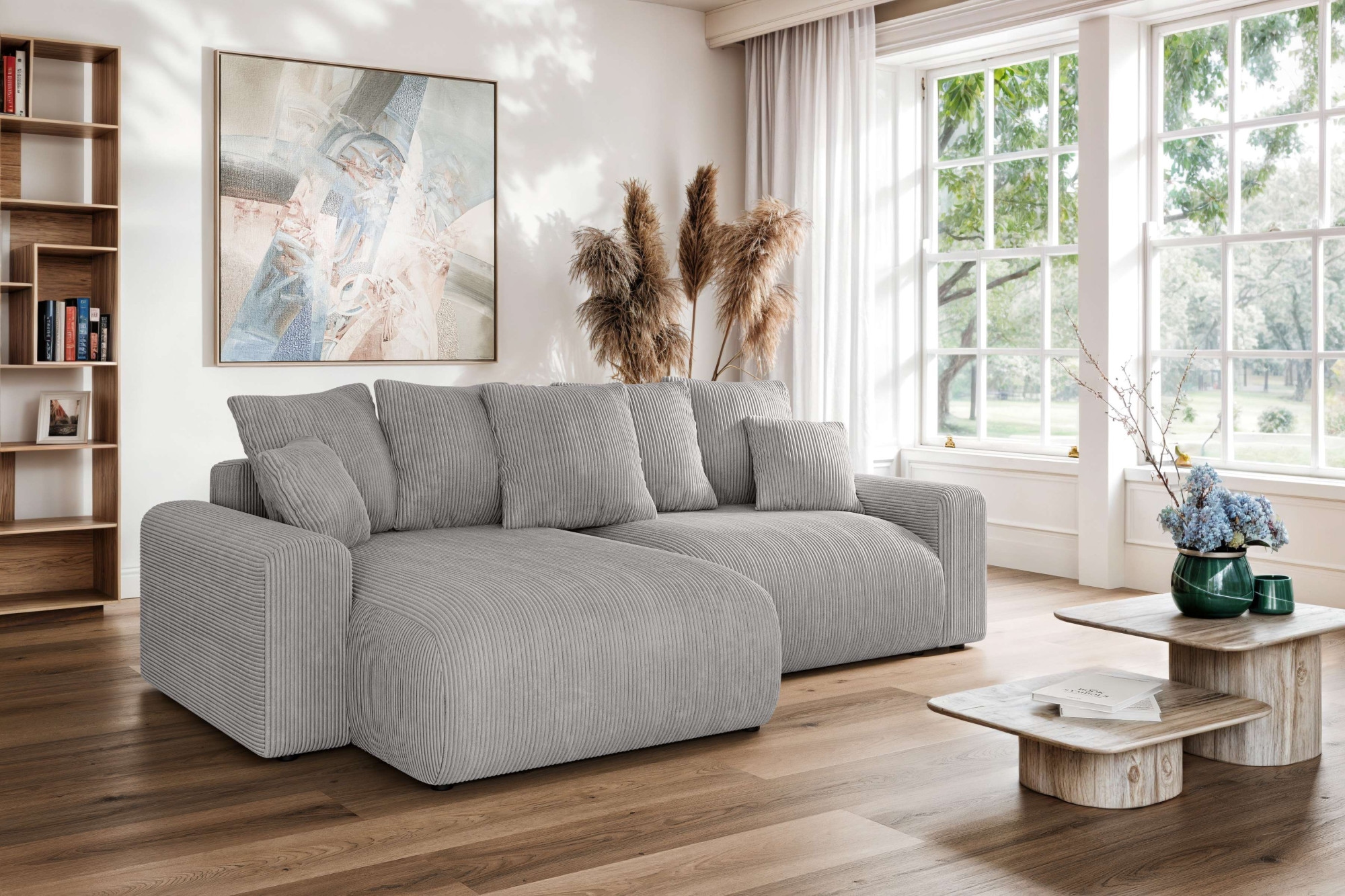 Home affaire Ecksofa »LAKESIDE klein mit Bettfunktion und Bettkasten, B/T/H 235/142/84 cm«, L-Form, Recamiere beidseitig montierbar, mit Wellenunterfederung