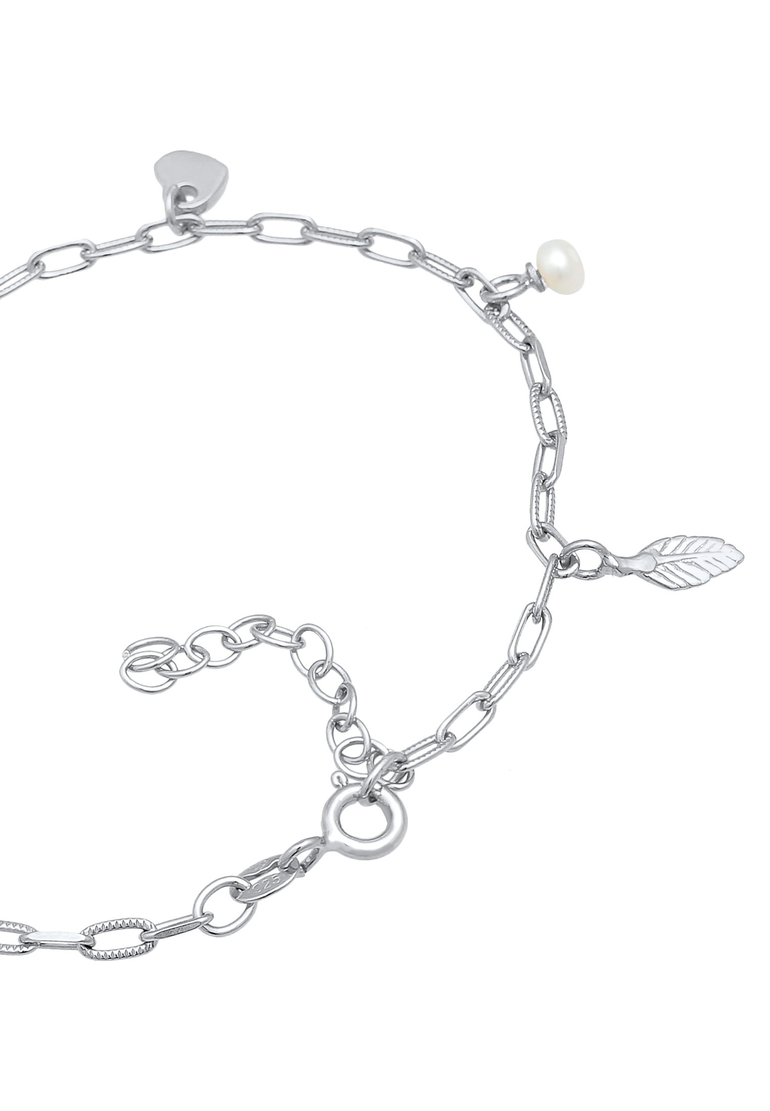 Elli Perlenarmband »Kreuz Feder Herz Süßwasserperle Charm 925 Silber«