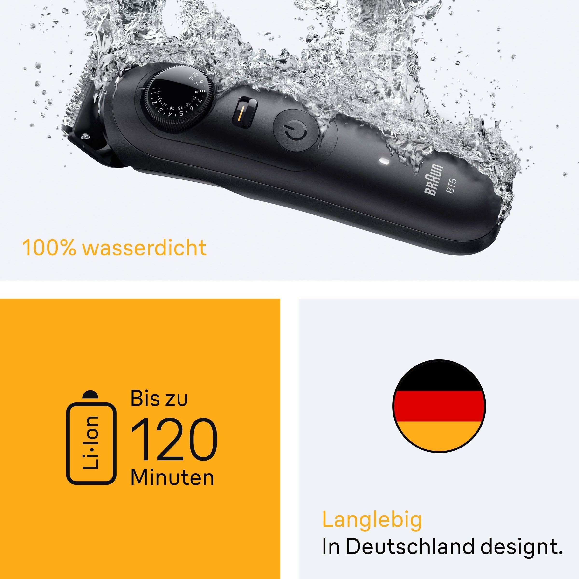 Braun Haarschneider »Barttrimmer BT5520«, ultrascharfe Klinge, 120 Min Akkulaufzeit, 40 Längeneinstellungen