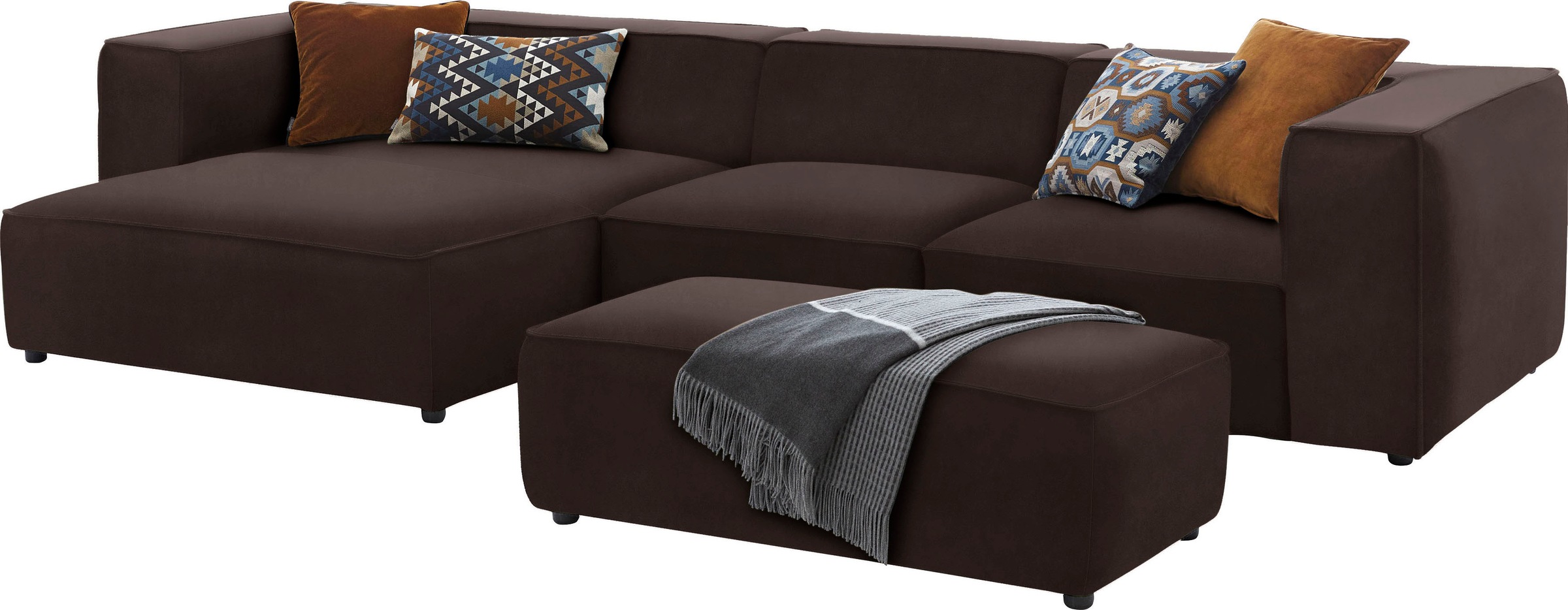 W.SCHILLIG Ecksofa »around-the-block«, mit eleganter Biese, mit Federkern, Breite 341 cm