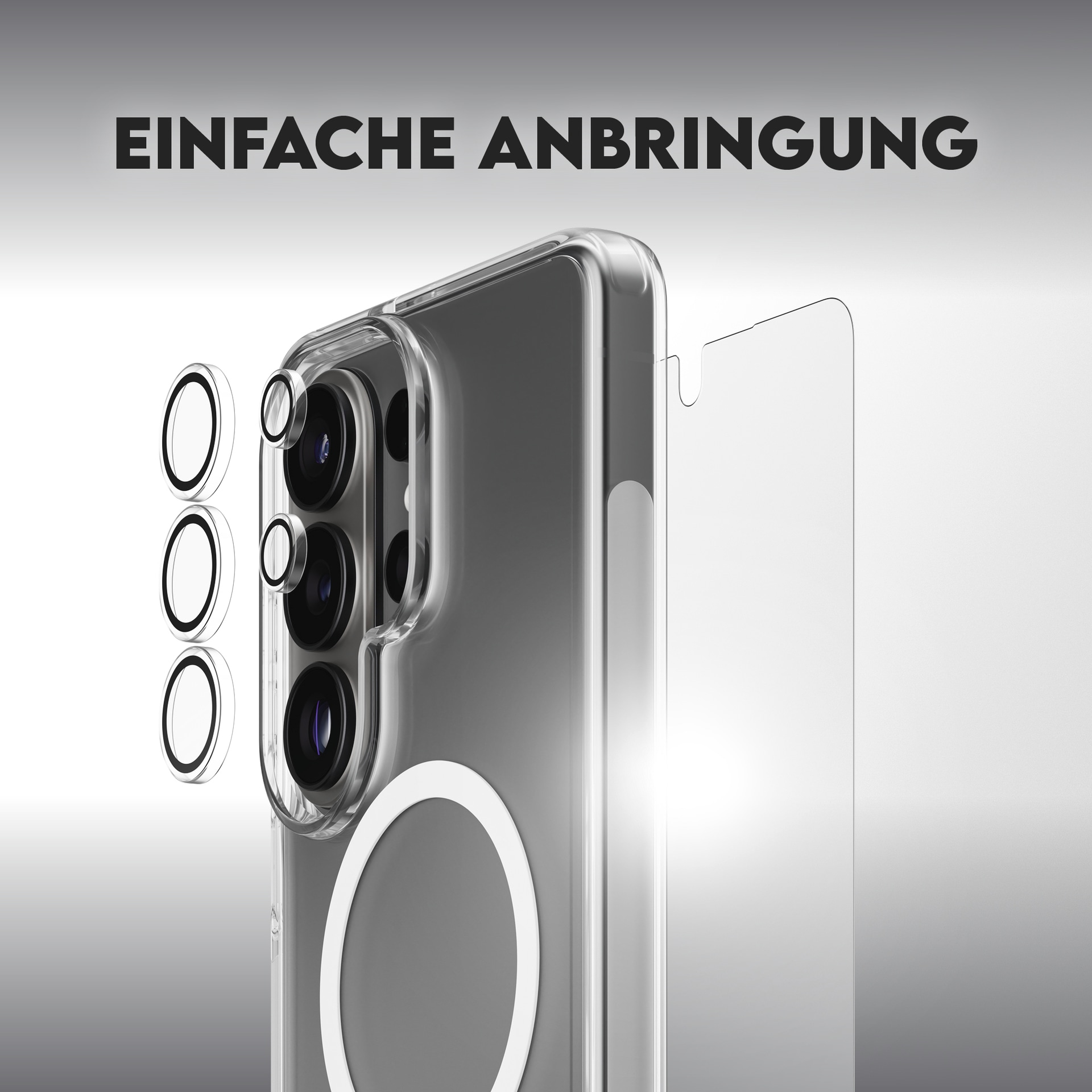 CARE by PanzerGlass Displayschutzglas »3-in-1 Protection Explorer Bundle« für Samsung Galaxy S26 Ultra Displayschutzfolie, Schutzfolie, Bildschirmschutz, kratz- & stoßfest