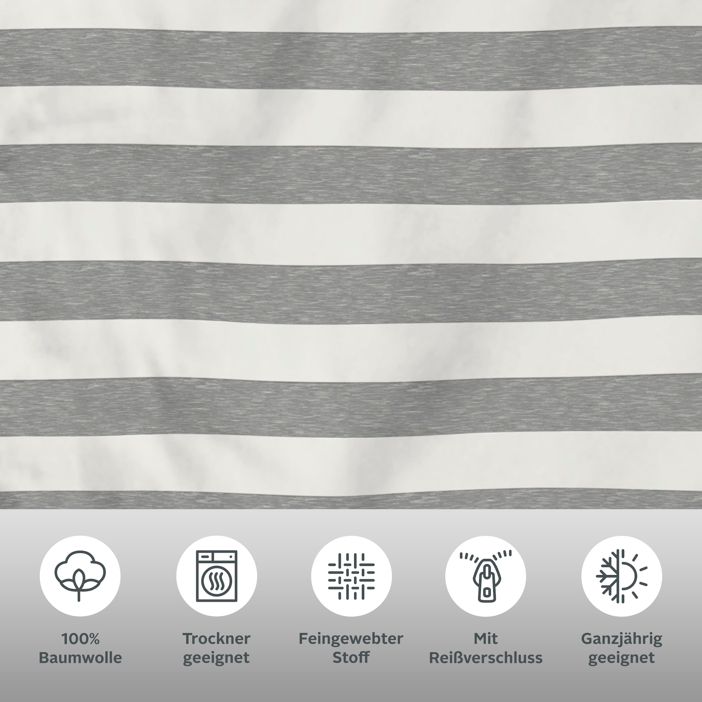 OTTO products Wendebettwäsche »Big Stripe«, 100% Bio-Baumwolle GOTS zertifiziert, Streifen-Design in Melange-Optik