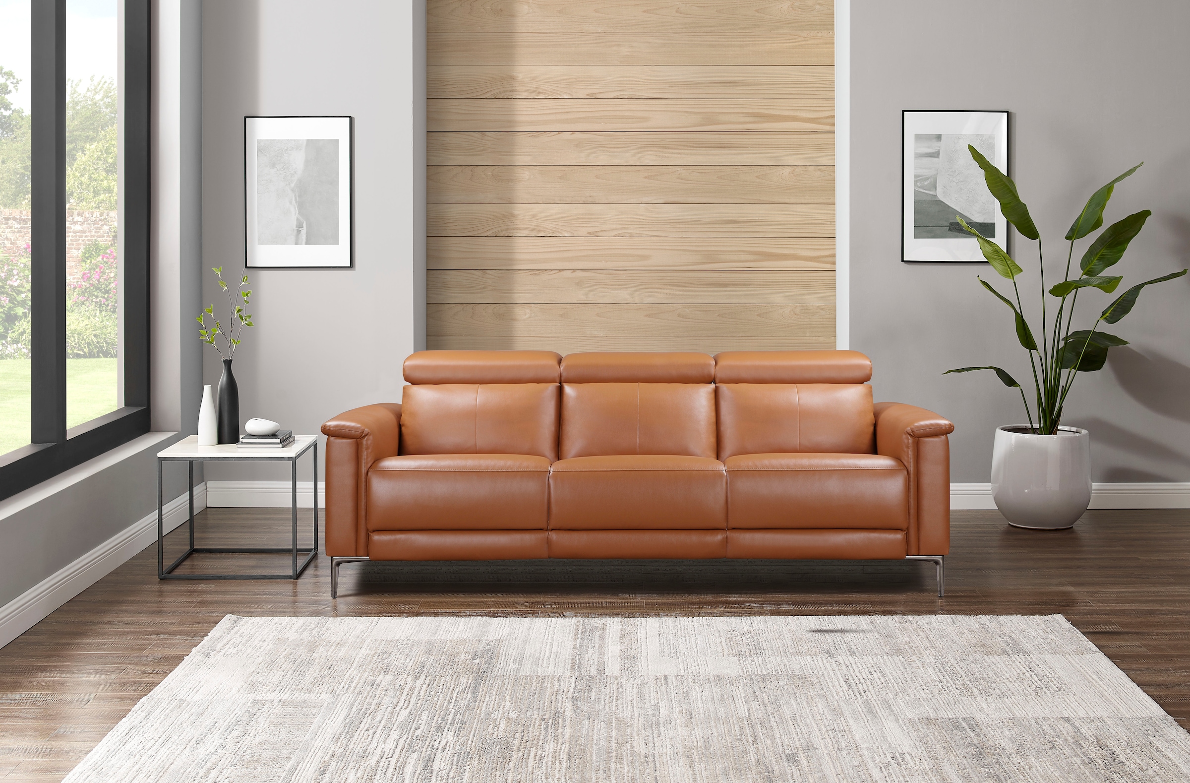 Home affaire 3-Sitzer »Lund, mit manueller und elektrischer Relaxfunktion« in 2 Sitzen (links u. rechts), USB-C, Echtleder, Kunstleder, Webstoff,