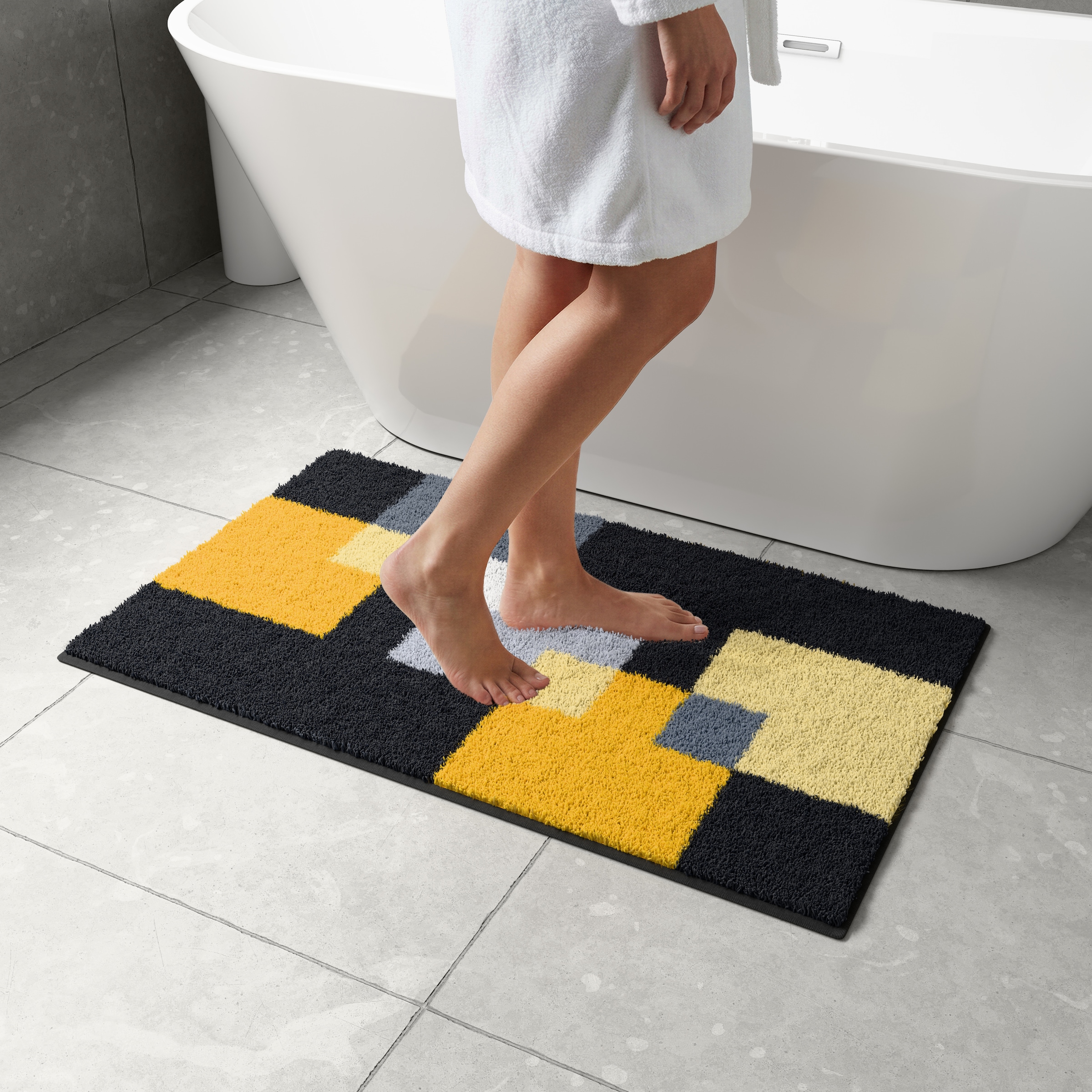 Grund Badematte »Paxos« Höhe 20 mm rutschhemmend beschichtet fußbodenheizungsgeeignet | strapazierfähig geometrisches Design, modern, flauschig, softer Flor, Made in Europe