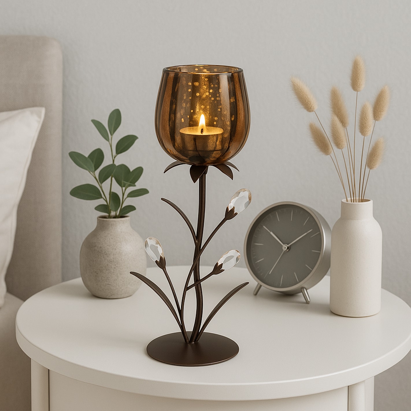 I.GE.A. Teelichthalter »Kerzenhalter« aus Metall mit Glas-Schale Teelichthalter Kerzenständer Kerzenleuchter