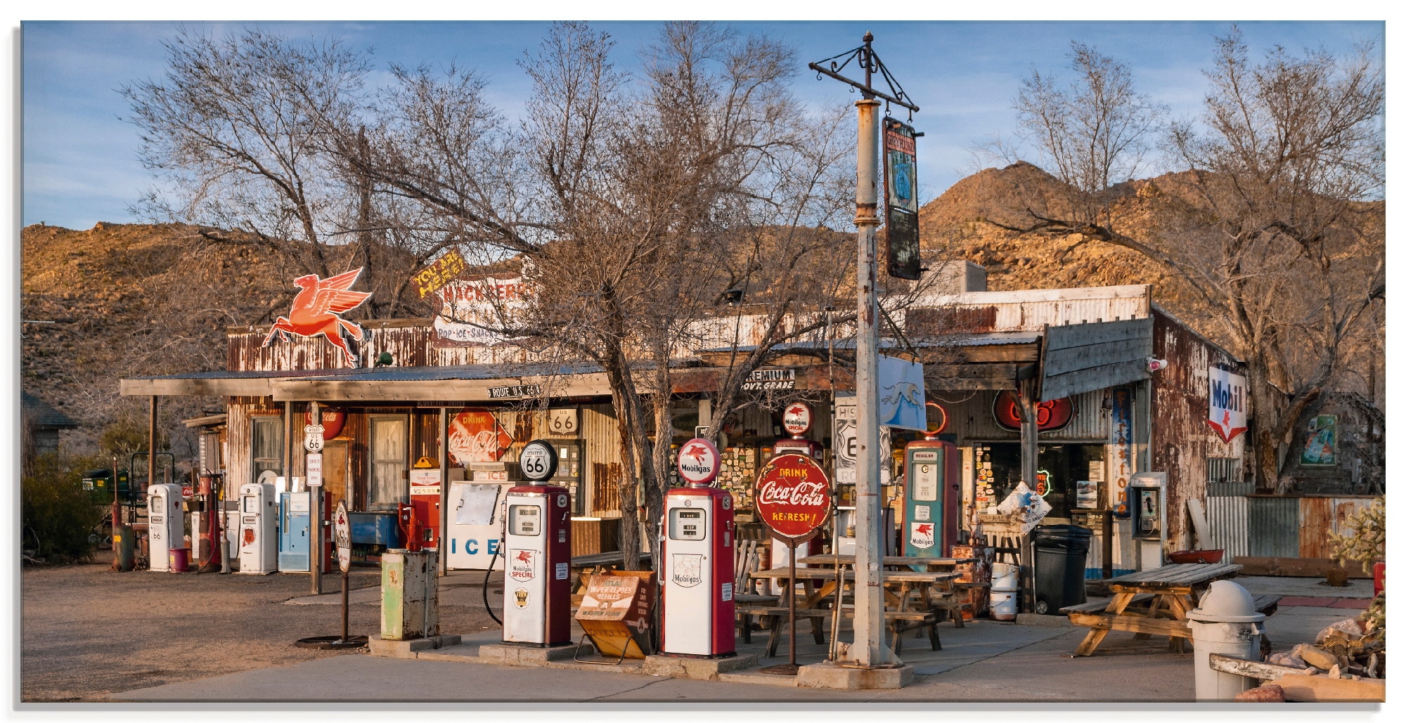 Artland Glasbild »Tankstelle an der Route 66 in Arizona«, Gebäude, (1 St.), günstig online kaufen