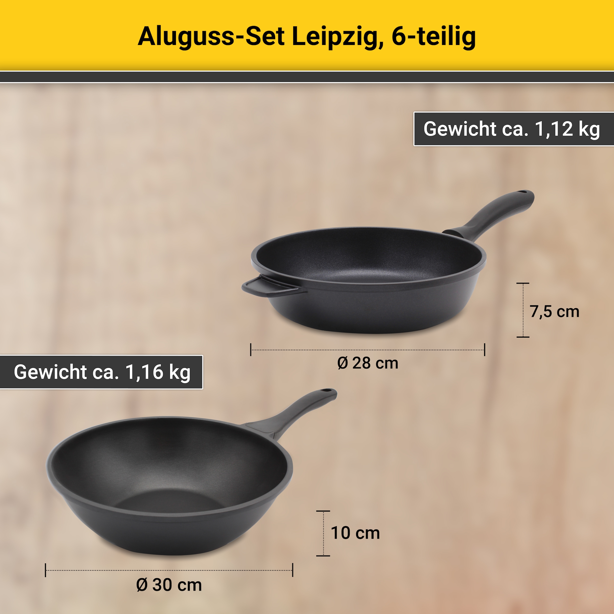 Krüger Topf-Set »Leipzig«, Aluminiumguss, (Set, 8 tlg.), hochwertige Antihaftversielgelung