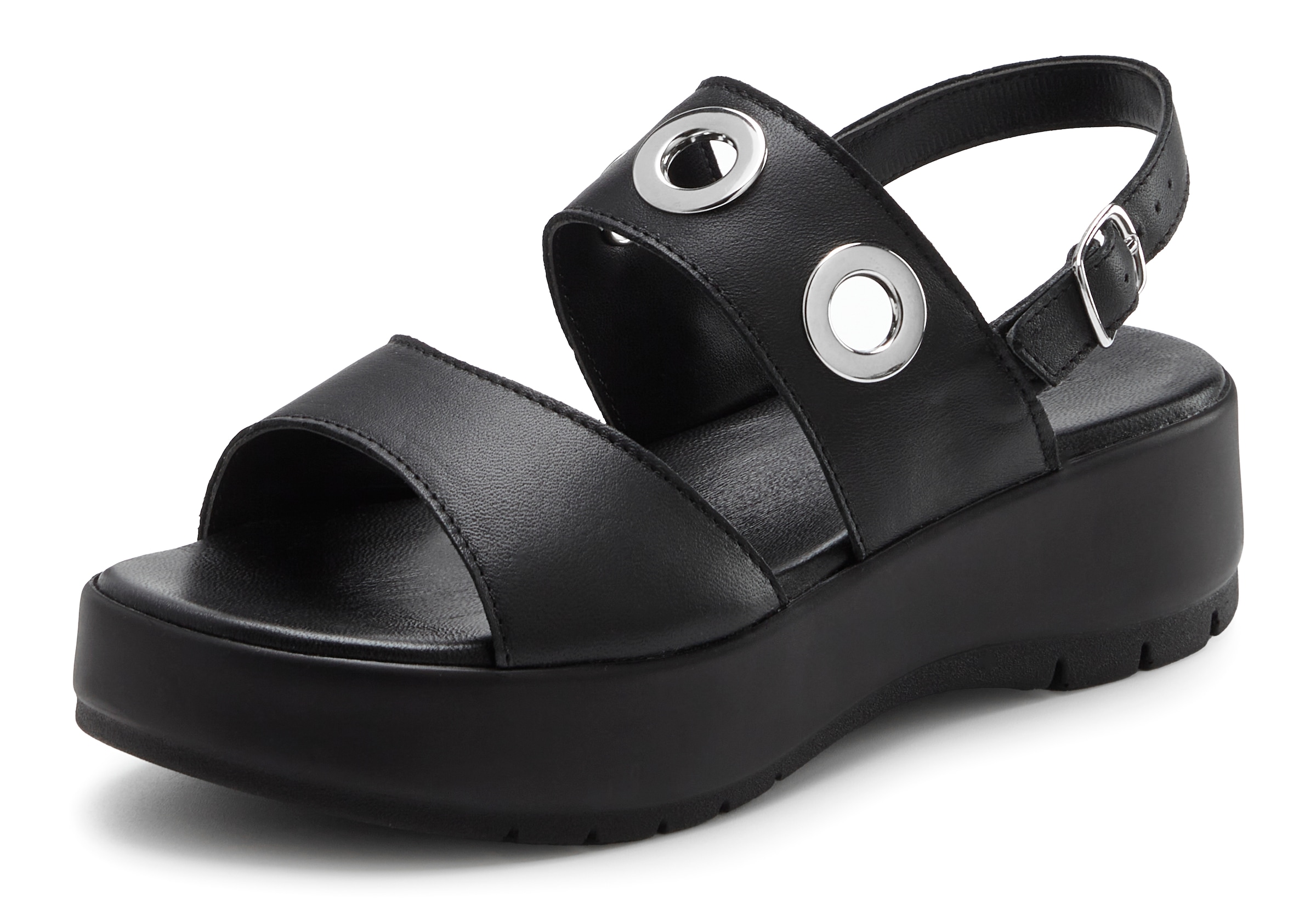 French Connection Sandalette »Sandale, Ledersandale, offener Schuh, Sommerschuhe, Ledersandalette«  NEU aus Leder mit modisch bequemer Plateausohle