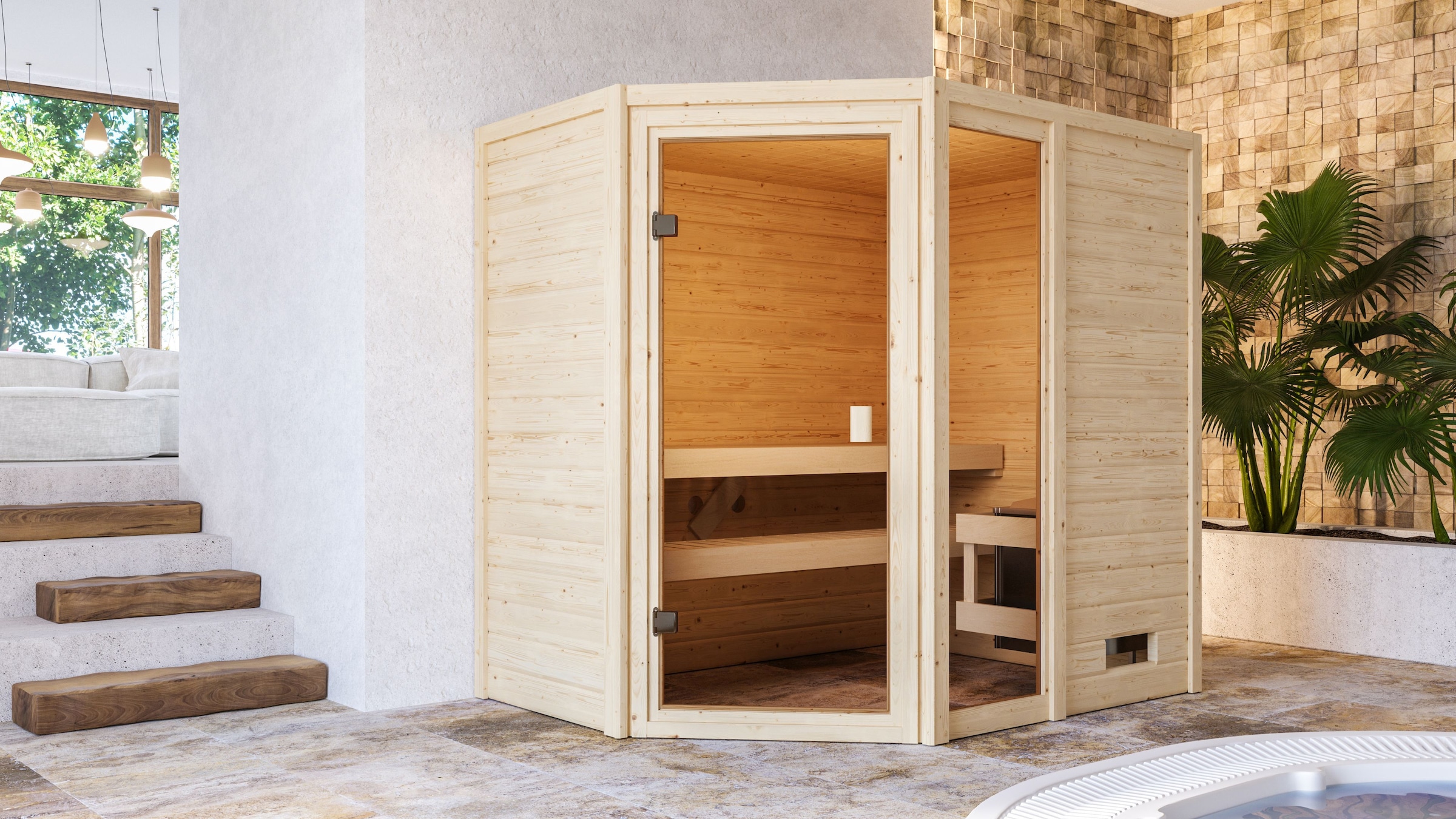 welltime Sauna »»Josie««, 9-kW-Ofen mit int. Steuerung
