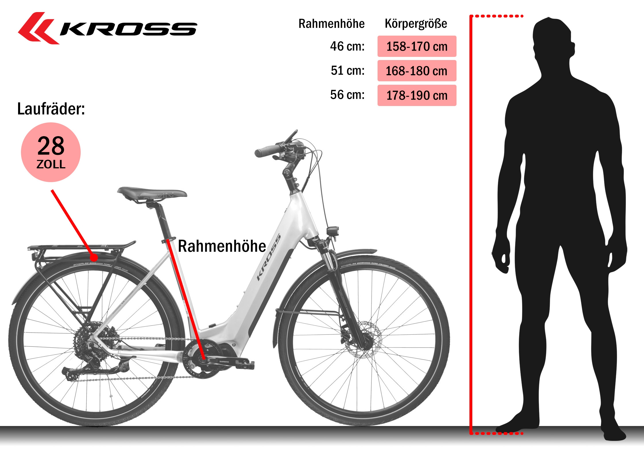 Kross »KROSS E-Trekkingrad Trans 5.0 28" silber 9 Gänge« 9 Gang microSHIFT ADVENT M619 Schaltwerk Kettenschaltung Mittelmotor 250 W Pedelec, Elektrofahrrad für Damen und Herren