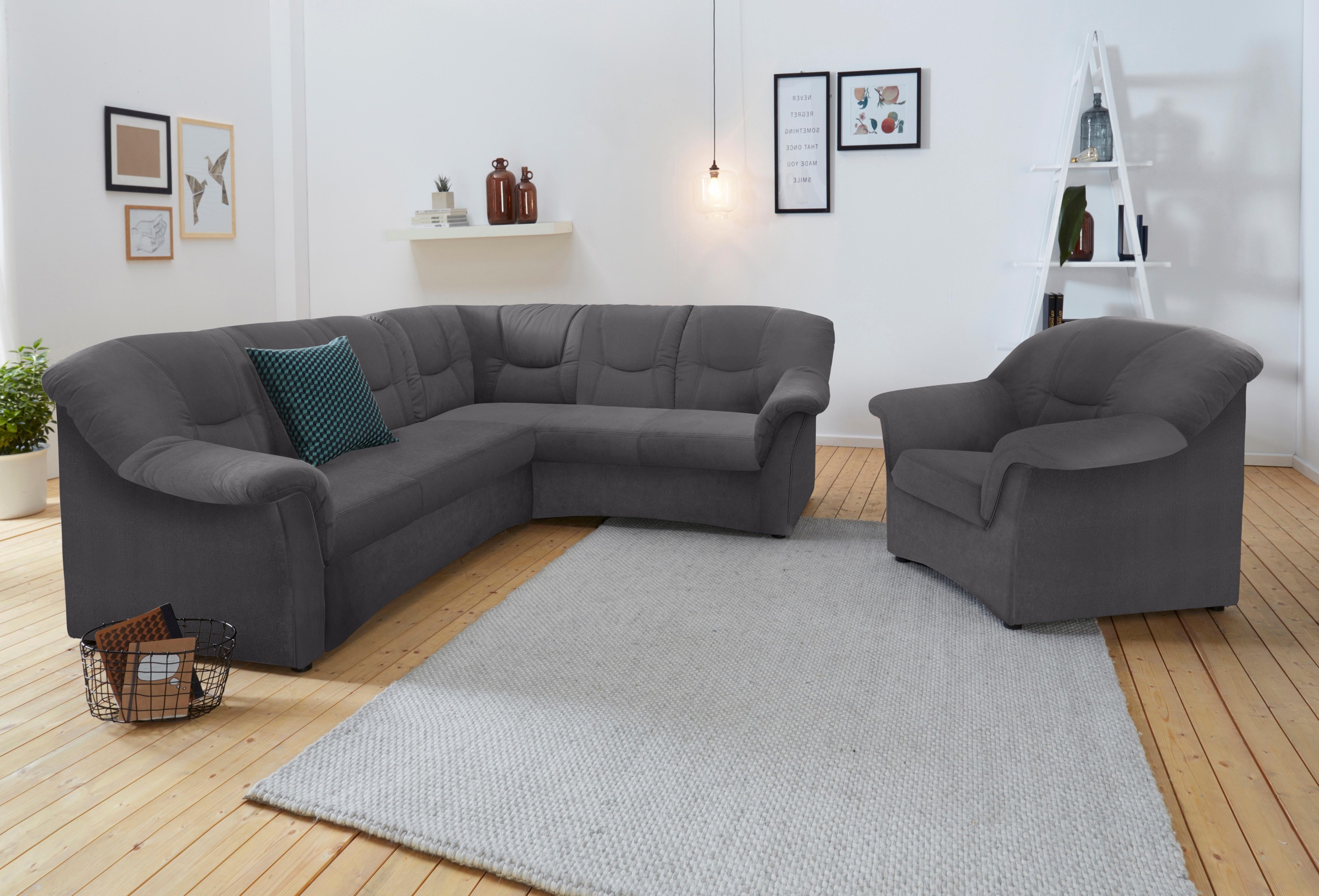 DOMO collection Ecksofa »Sarafina zeitlos und komfortabel, optional mit Federkern, L-Form«, wahlweise mit Bettfunktion