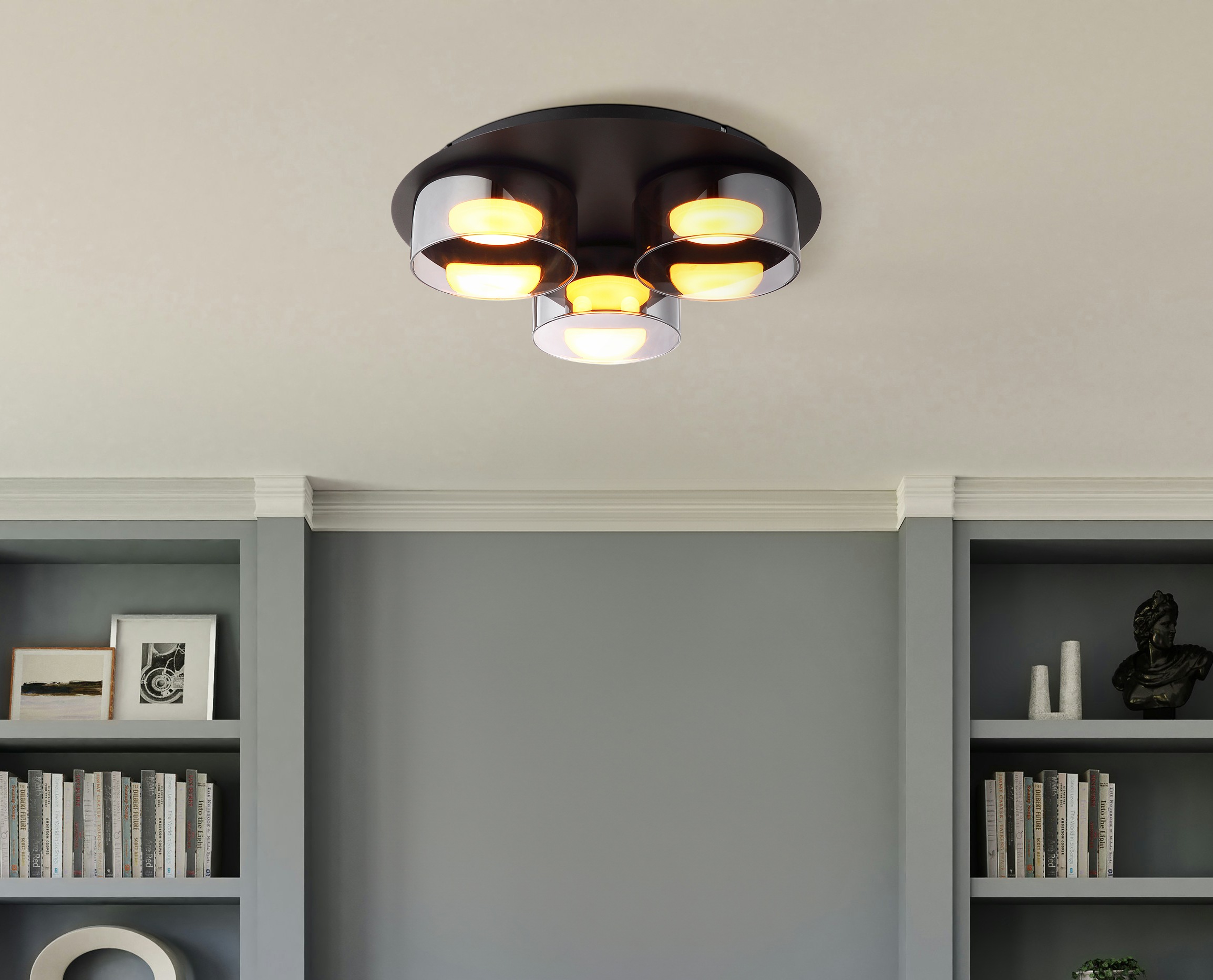 GLOBO LIGHTING Deckenleuchte »HIGGINS« GX53 1 Stk. Warmweiß Deckenleuchte für Wohn- & Schlafzimmer Rauchglas