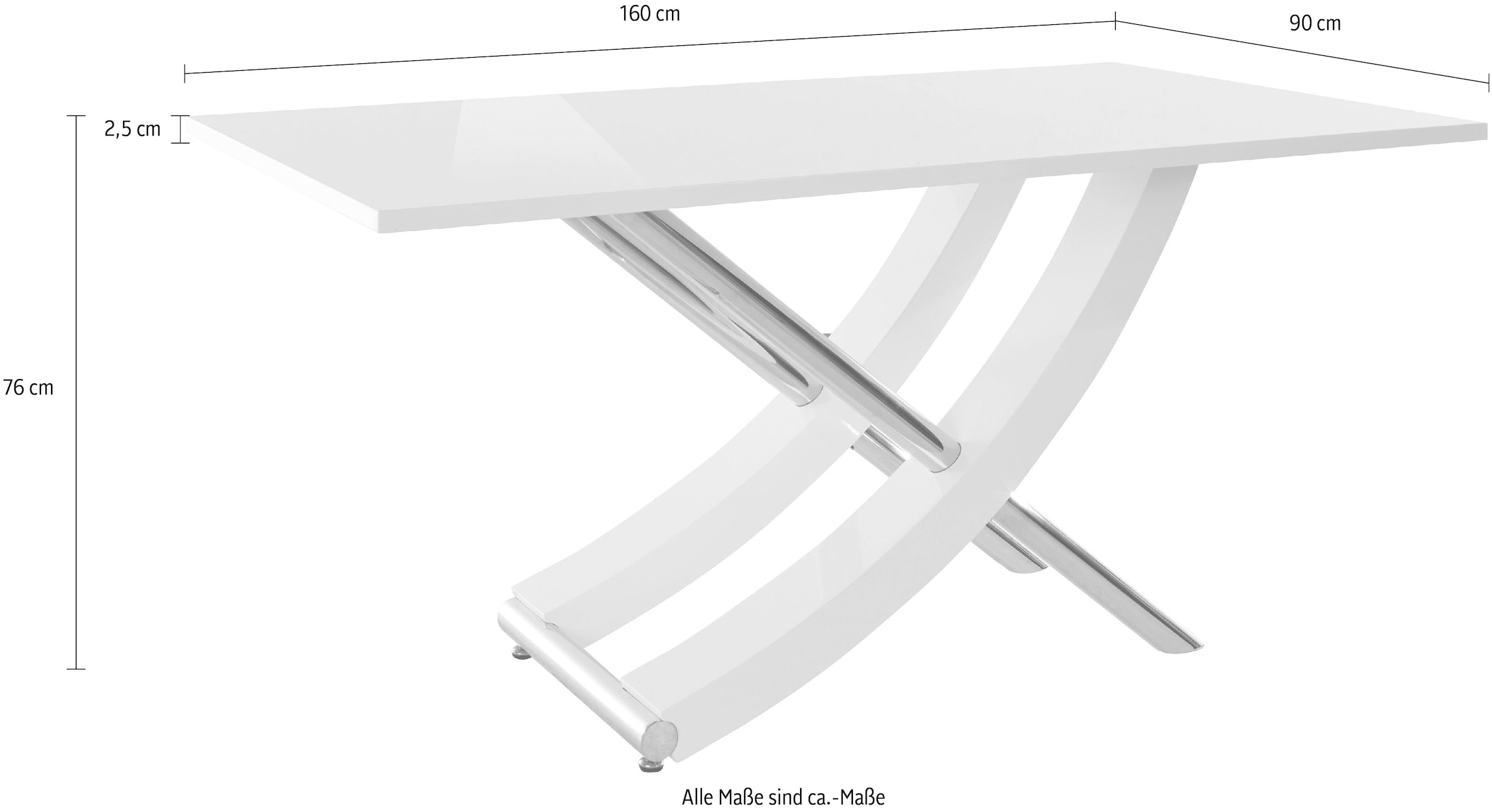 INOSIGN Esstisch »Kaleo, TOPSELLER!«, (Tisch, Esstisch), Breite 160 cm, modernes Design, stabil, Hochglanz