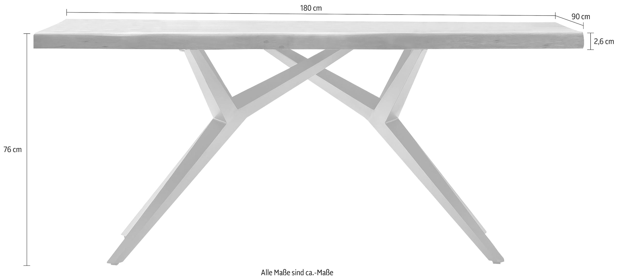 SIT Esstisch »Tampa mit Baumkante & extravagantem Metallgestell im Design-Mix« Baumkante wie gewachsen trifft auf extravagantes Metallgestell