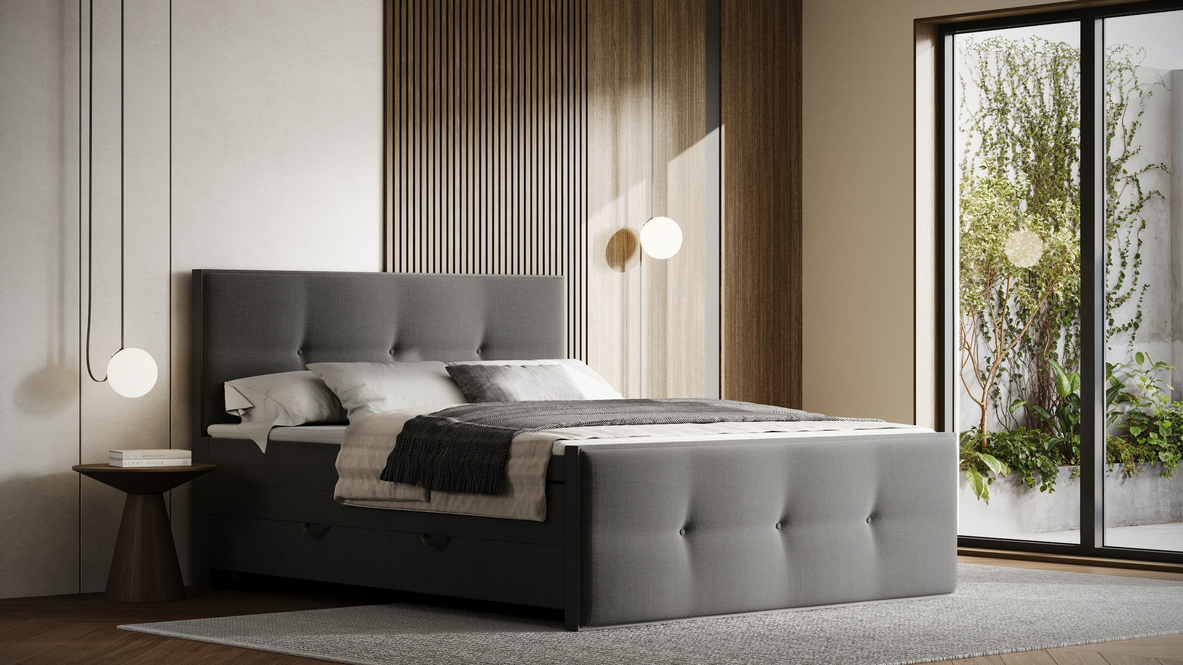 FORTE Boxspringbett »Eve inkl. zwei Bettkästen und Kaltschaum Topper« und einer 7-Zonen-Tonnentaschen-Federkernmatratze (H3)