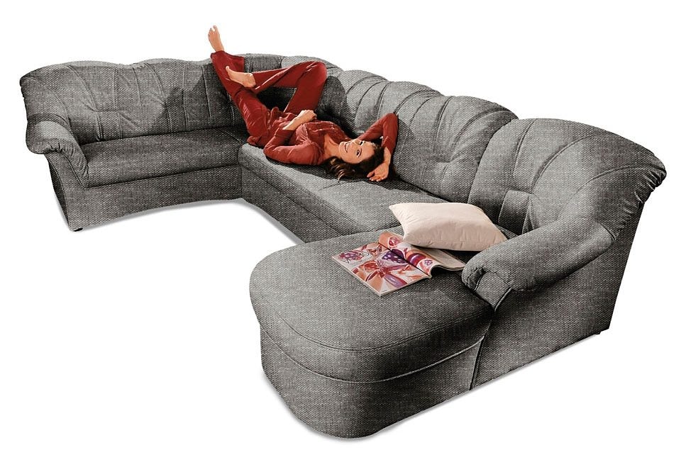 DOMO collection Wohnlandschaft »Papenburg, zeitlose Rückensteppung, elegante Formensprache, U-Form«, in großer Farbvielfalt, wahlweise mit Bettfunktion