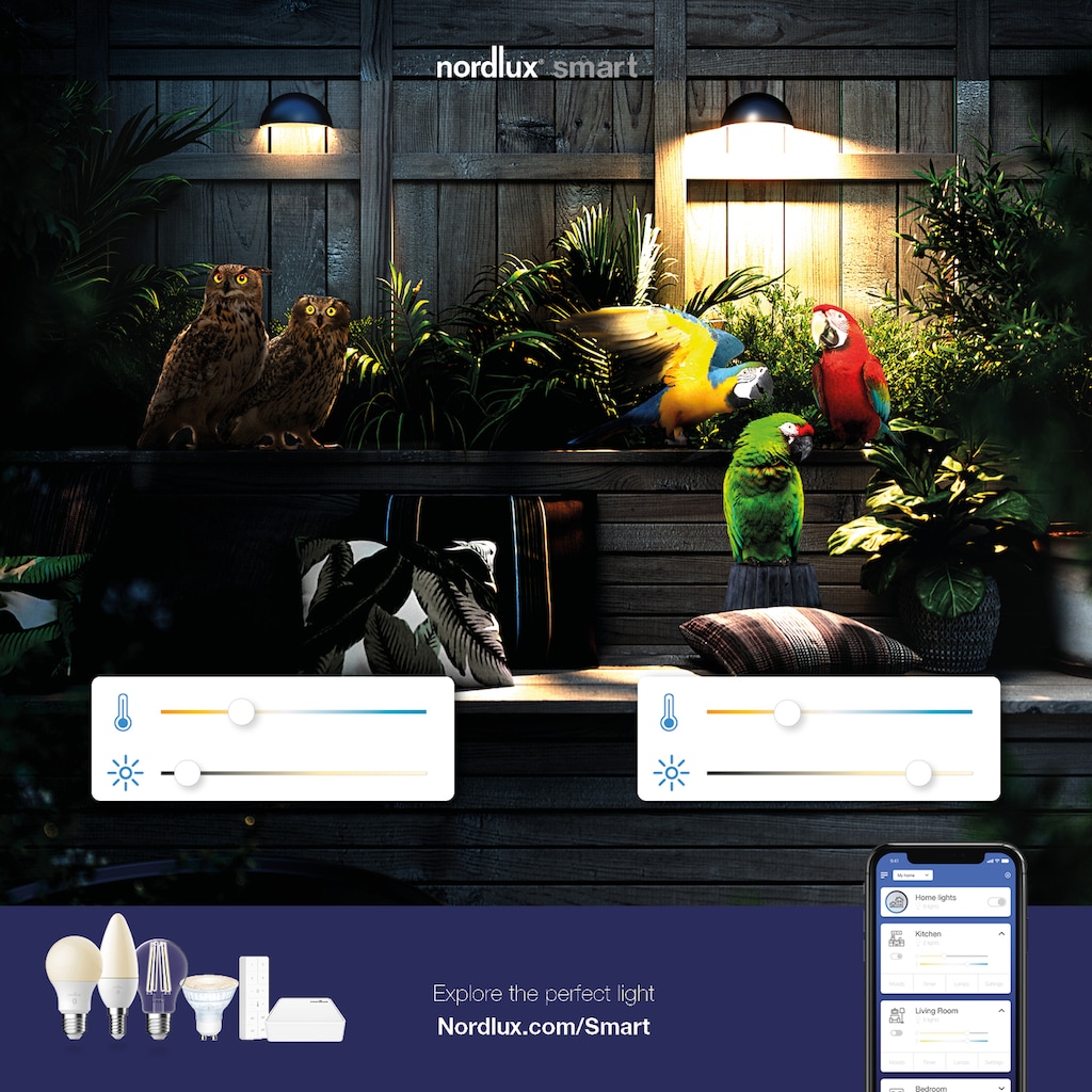 Nordlux LED-Leuchtmittel »Smartlight Starter Kit«, E27, 3 St., Farbwechsler, Smart Home Steuerbar, Lichtstärke, Lichtfarbe, mit Wifi oder Bluetooth