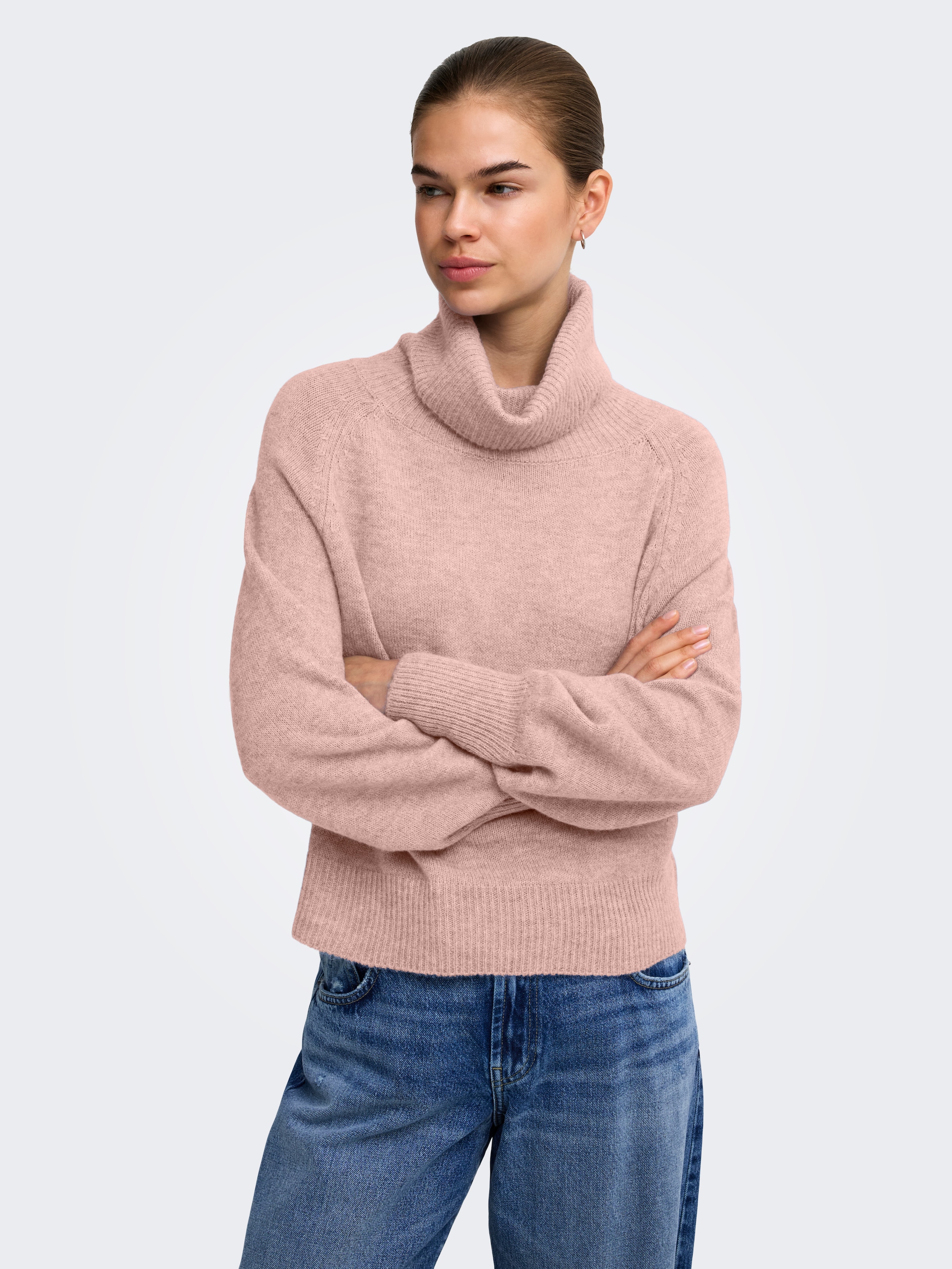 ONLY Rollkragenpullover »ONLOLIVIA LS ROLL NECK CC KNT« Materialmix, regular fit