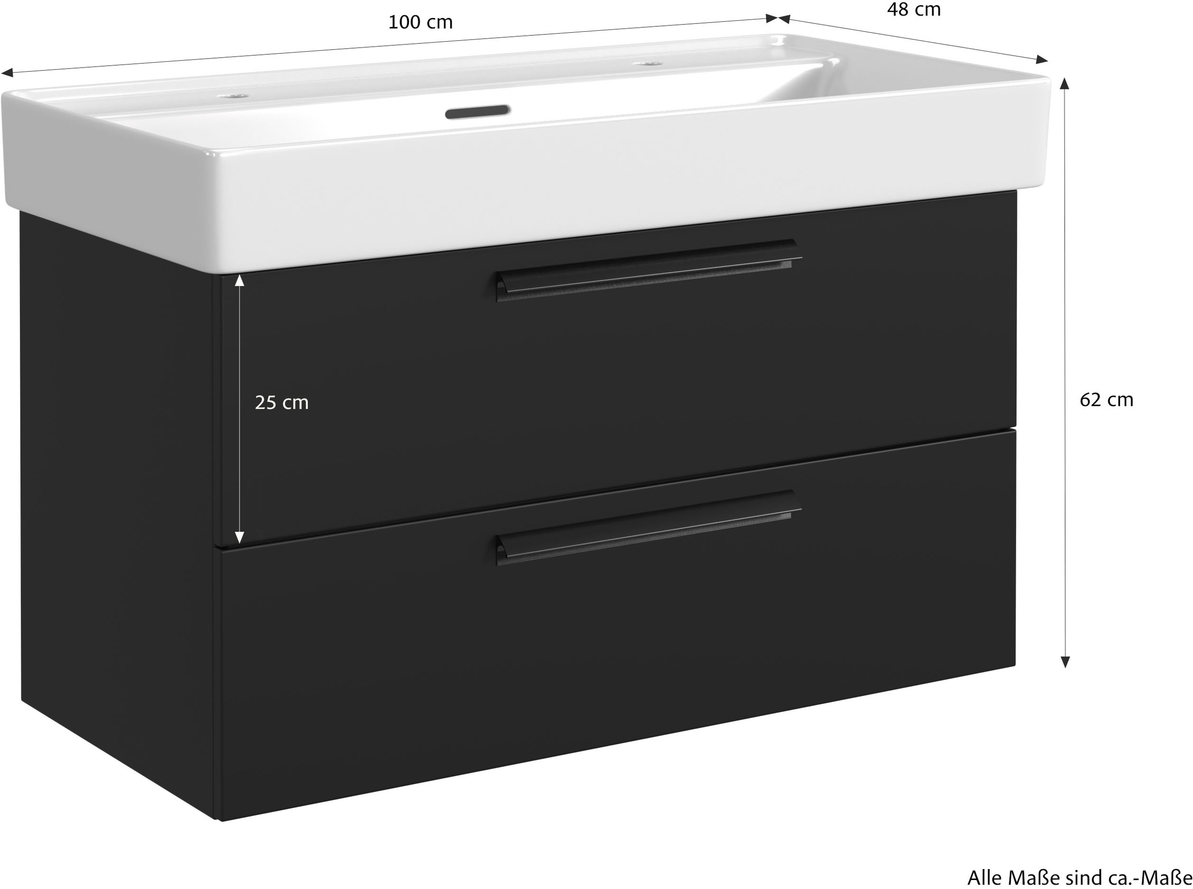 welltime Badmöbel-Set »SALVADA, 3tlg-Set, gedämpfte Scharniere, Softclose, Keramikbecken« Maße (B/T/H): 140/47,5/200 cm, 