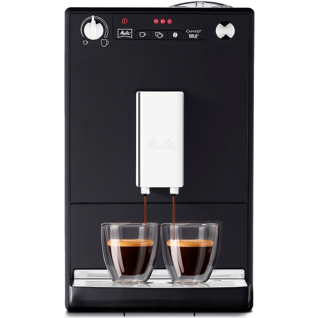 Melitta Kaffeevollautomat »Solo® E950-201, schwarz«, Perfekt für Café crème & Espresso, nur 20cm breit