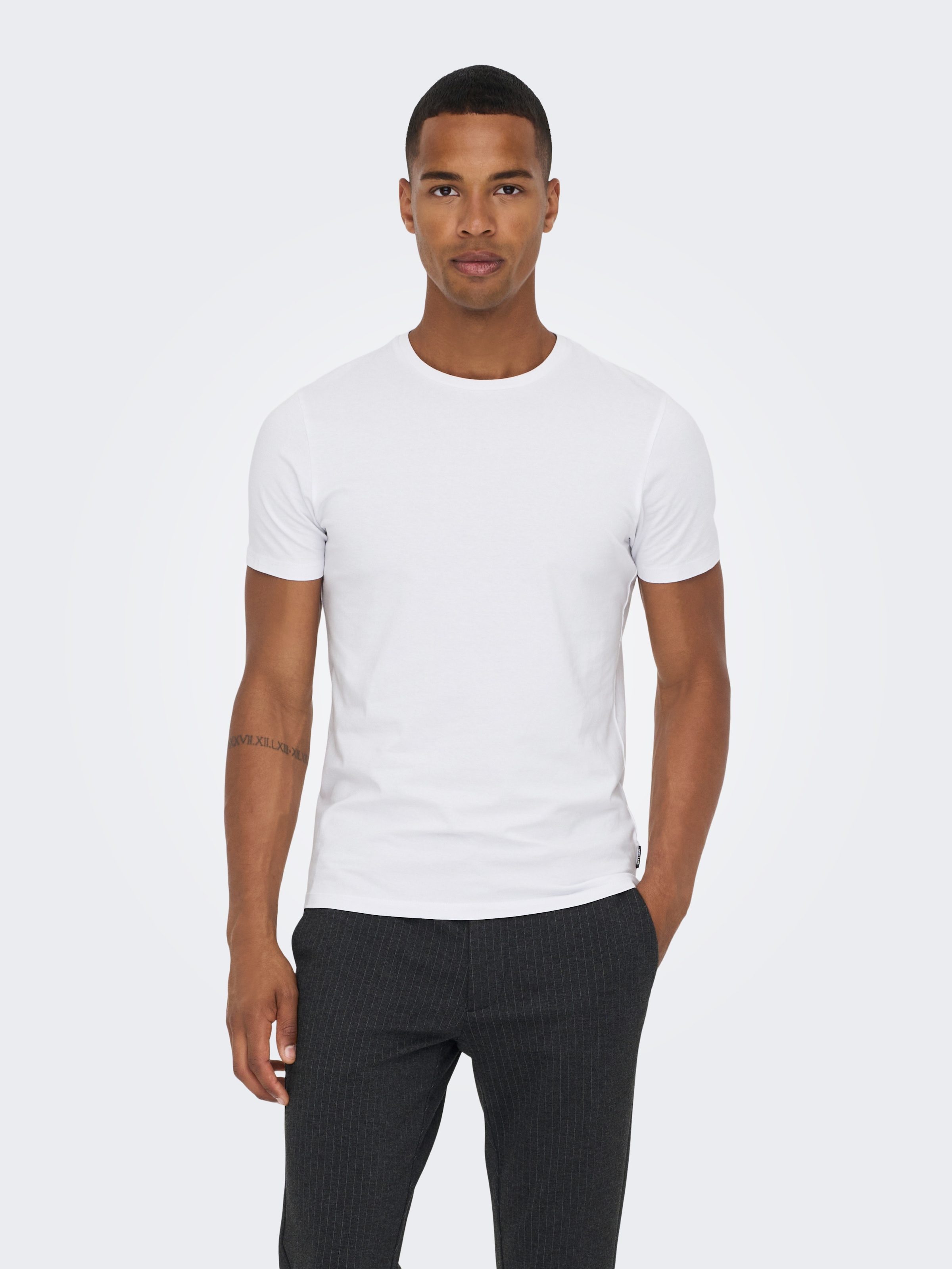 ONLY & SONS T-Shirt »ONSBASIC SLIM O-NECK 2-PACK NOOS« Packung, 2 Stk.