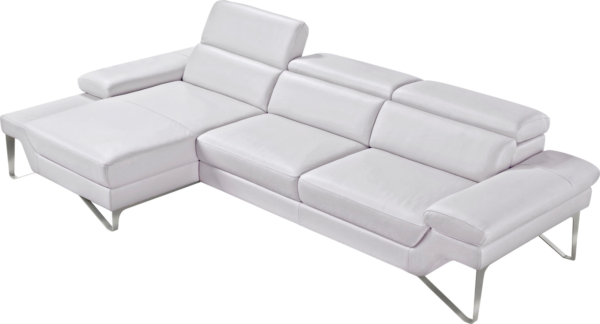 Egoitaliano Ecksofa »Princess, elegantes Designsofa mit erstklassigem Sitzkomfort, L-Form«, mit Recamiere, inkl. Kopfteilverstellung, edle Designmetallfüße