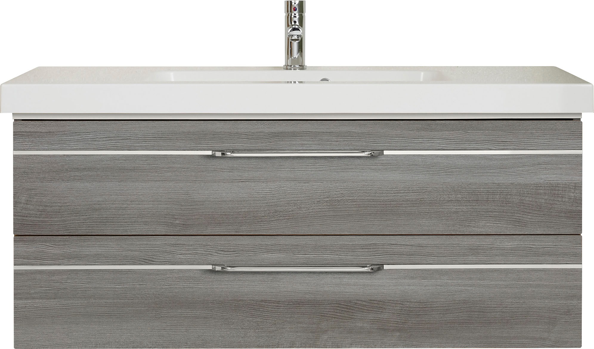 Saphir Badmöbel-Set »Balto Sprint 3-teilig, Mineralmarmor-Waschtisch mit LED-Spiegelschrank«, (4 St.), Badezimmer Set mit Midischrank inkl Türdämpfer, 4 Türen, 4 Schubladen