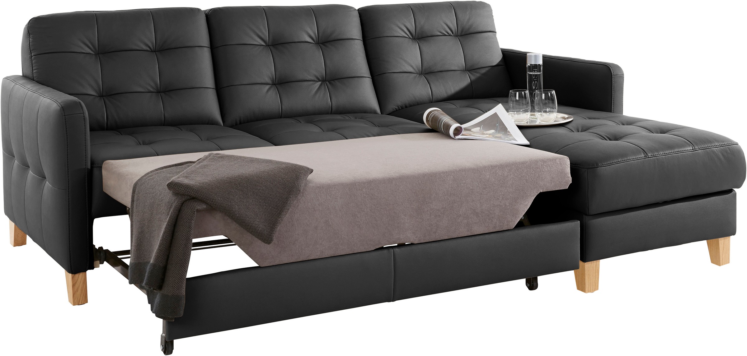 exxpo - sofa fashion Ecksofa »Elio, kompakt und komfortabel, bequem und zeitloses Design, L-Form«, wahlweise mit Bettfunktion