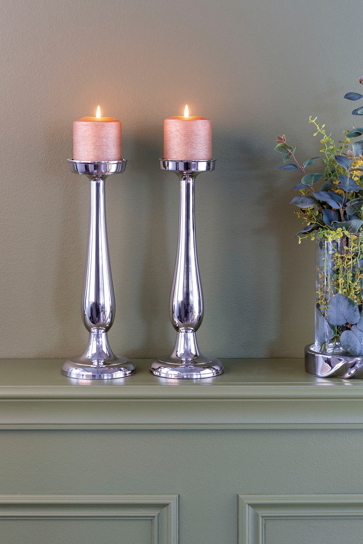 Fink Kerzenleuchter »MAGENTA« Stumpenkerzenhalter aus Aluminium, vernickelt günstig online kaufen