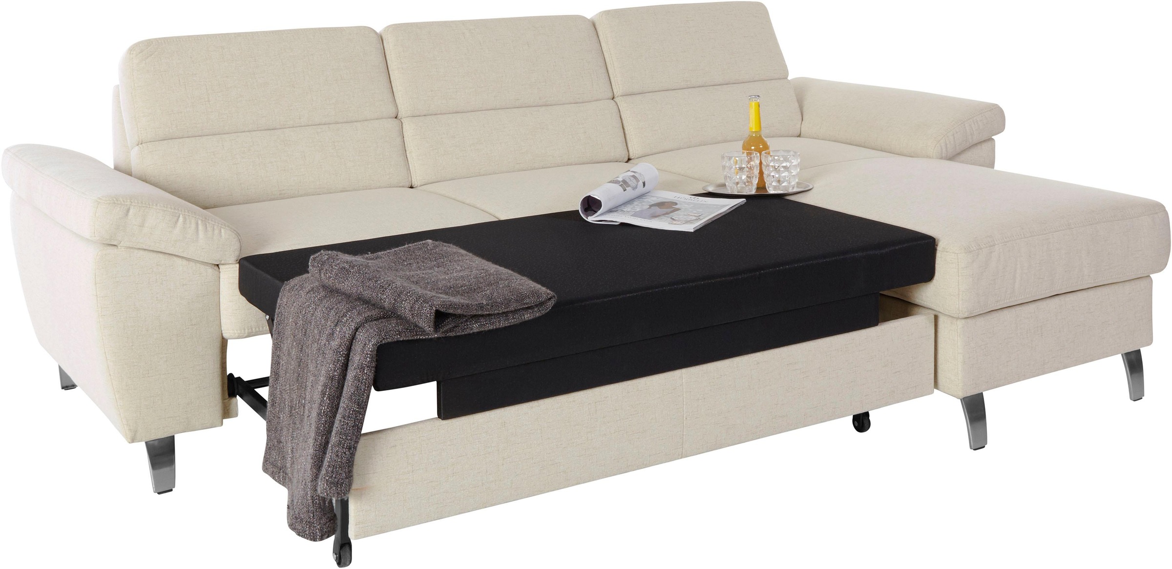 sit&more Ecksofa »Sorano L-Form«, wahlweise mit Bettfunktion und Bettkasten