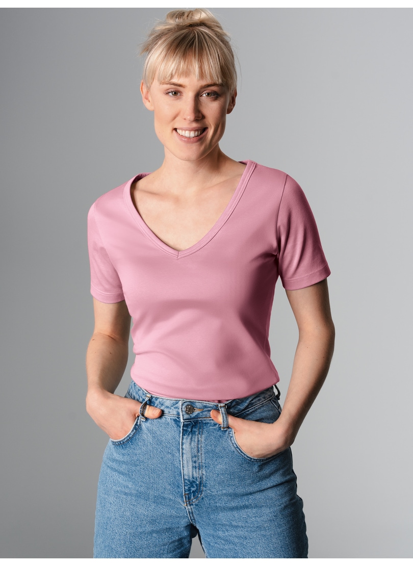Trigema T-Shirt »TRIGEMA V-Shirt aus Baumwolle/Elastan«, (1 tlg.)