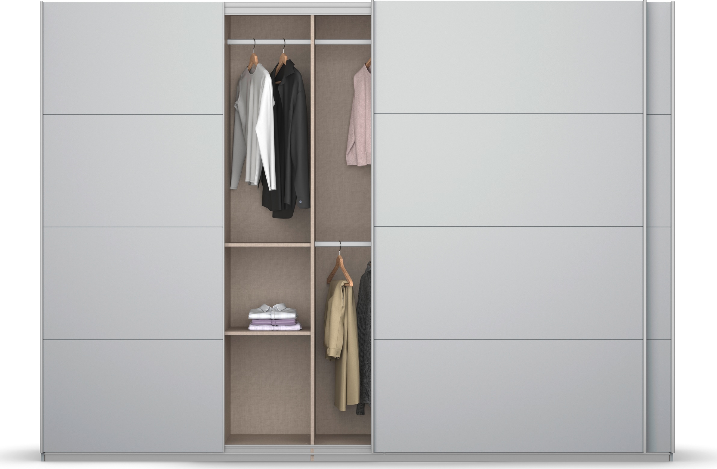 rauch Schwebetürenschrank »Kleiderschrank Schrank Garderobe KOLUNA mit Dekor-Front«, inkl. 2 Innenschubladen sowie extra Einlegeböden MADE IN GERMANY
