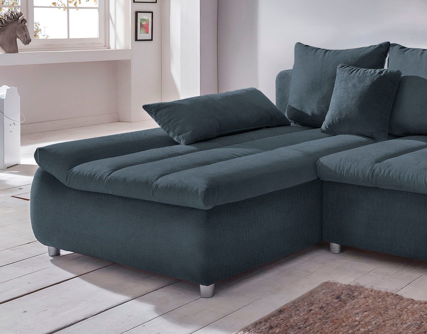 INOSIGN Ecksofa »Imola elegant und bequem, aktuelle Steppung im Sitz, L-Form«, wahlweise mit Bettfunktion