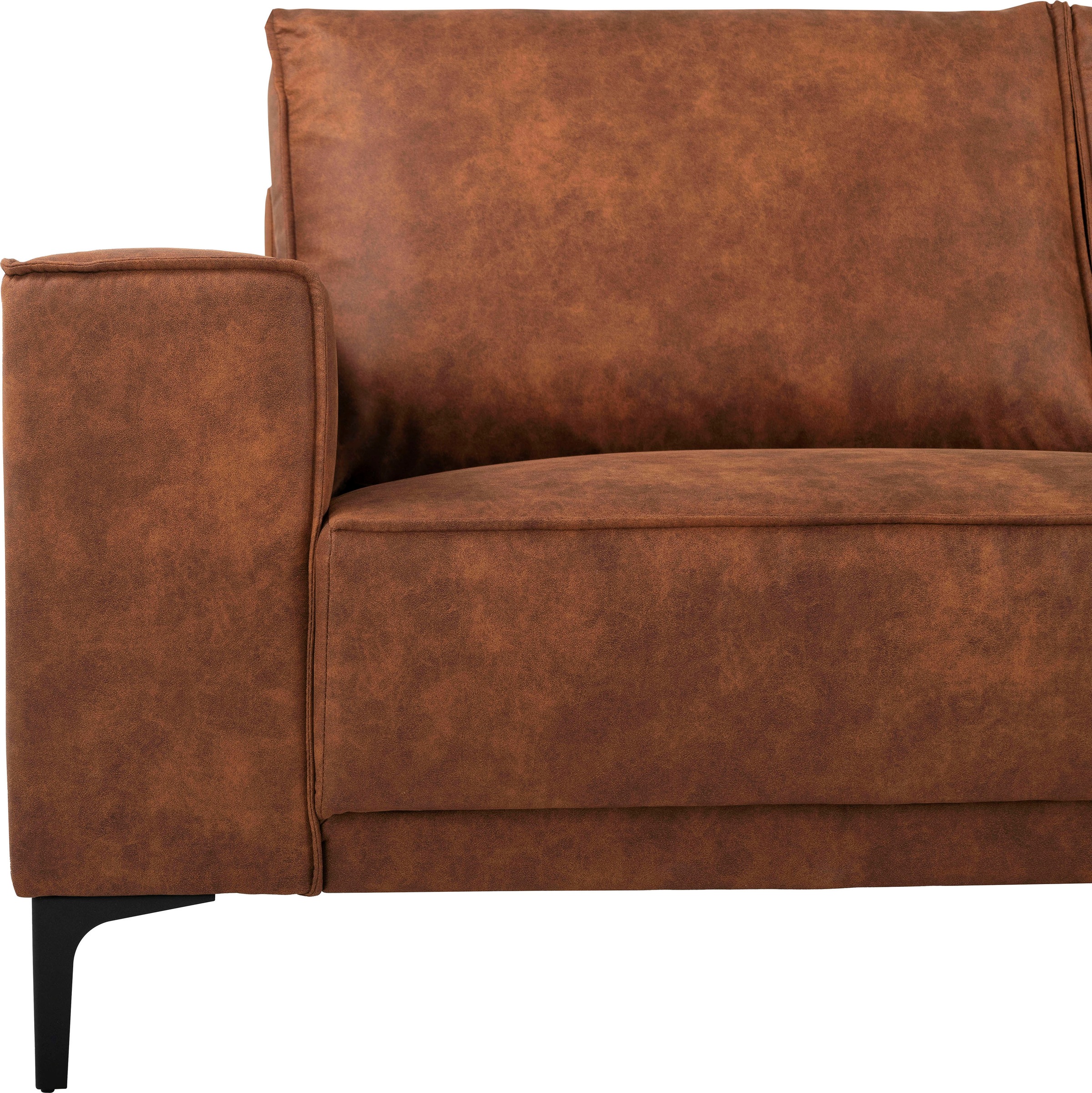 Places of Style Ecksofa »Polsterecke Oland, Struktur, Flachgewebe, Luxus-Microfaser, Boucle«, L-Form, 280 cm, Wellenunterfederung, Skandi-Design, Metallfüße