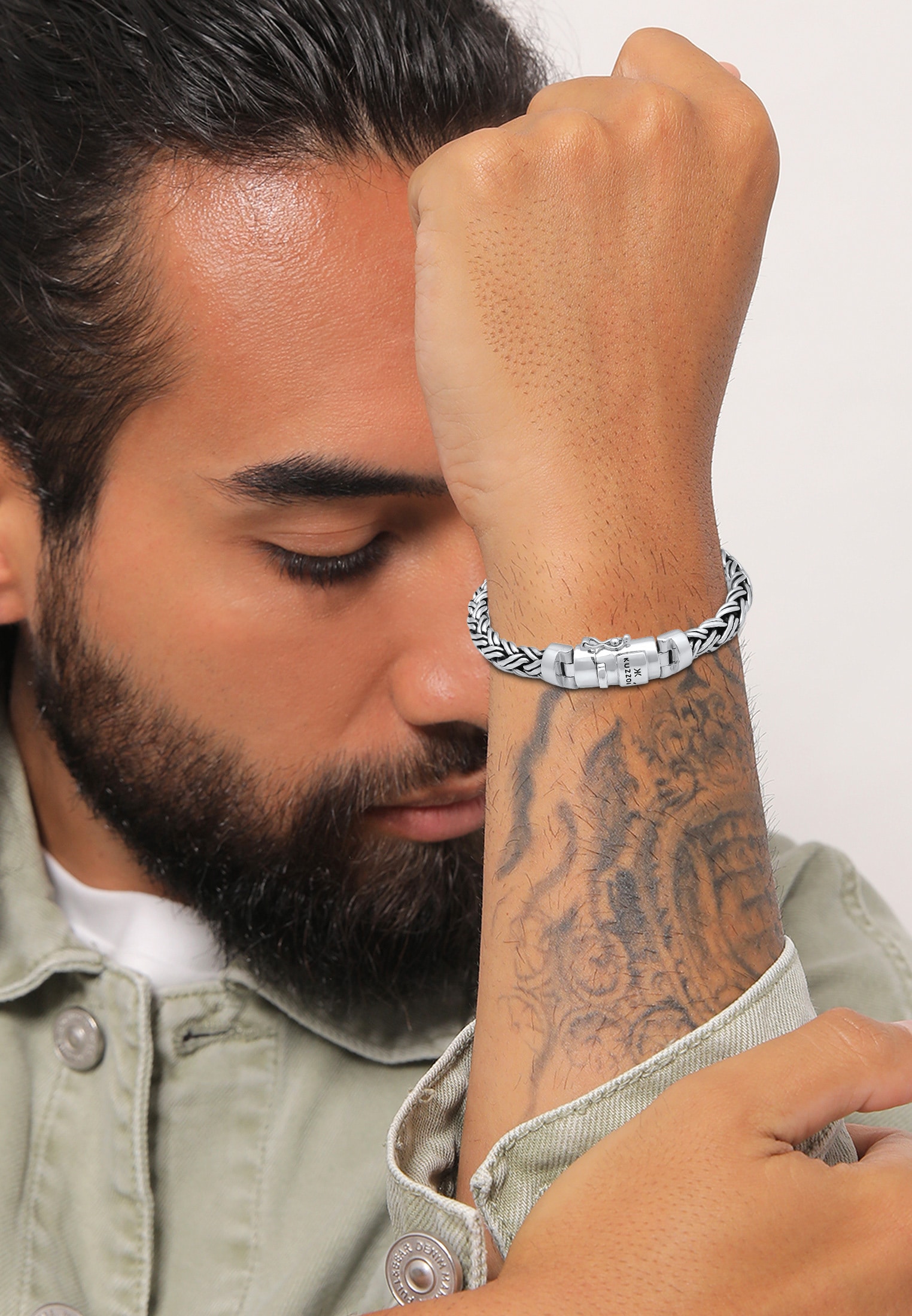 Kuzzoi Armband »Herren Panzer Glieder Kastenverschluss 925 Silber«