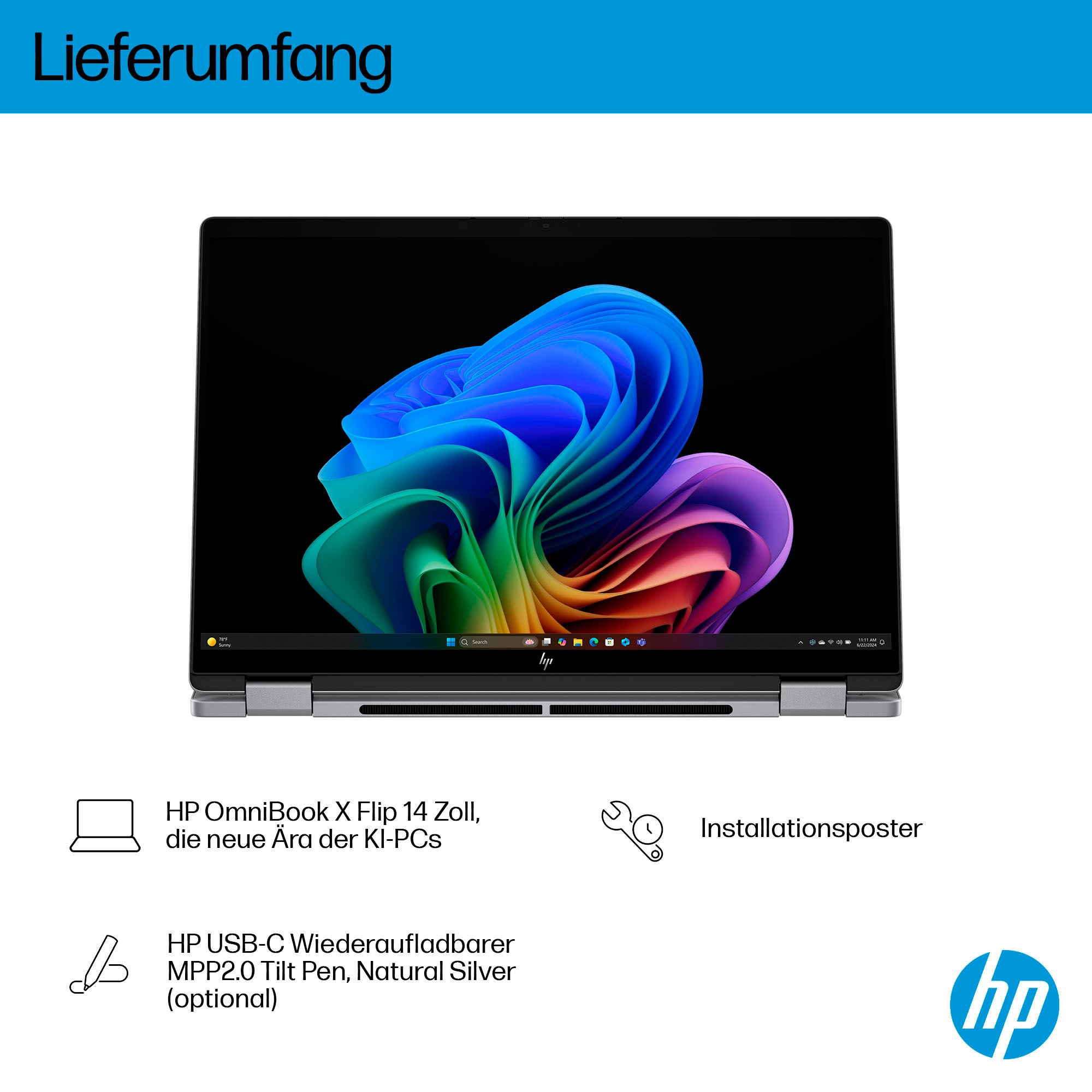 HP Notebook »OmniBook X Flip 14-fm0056ng Silver«
