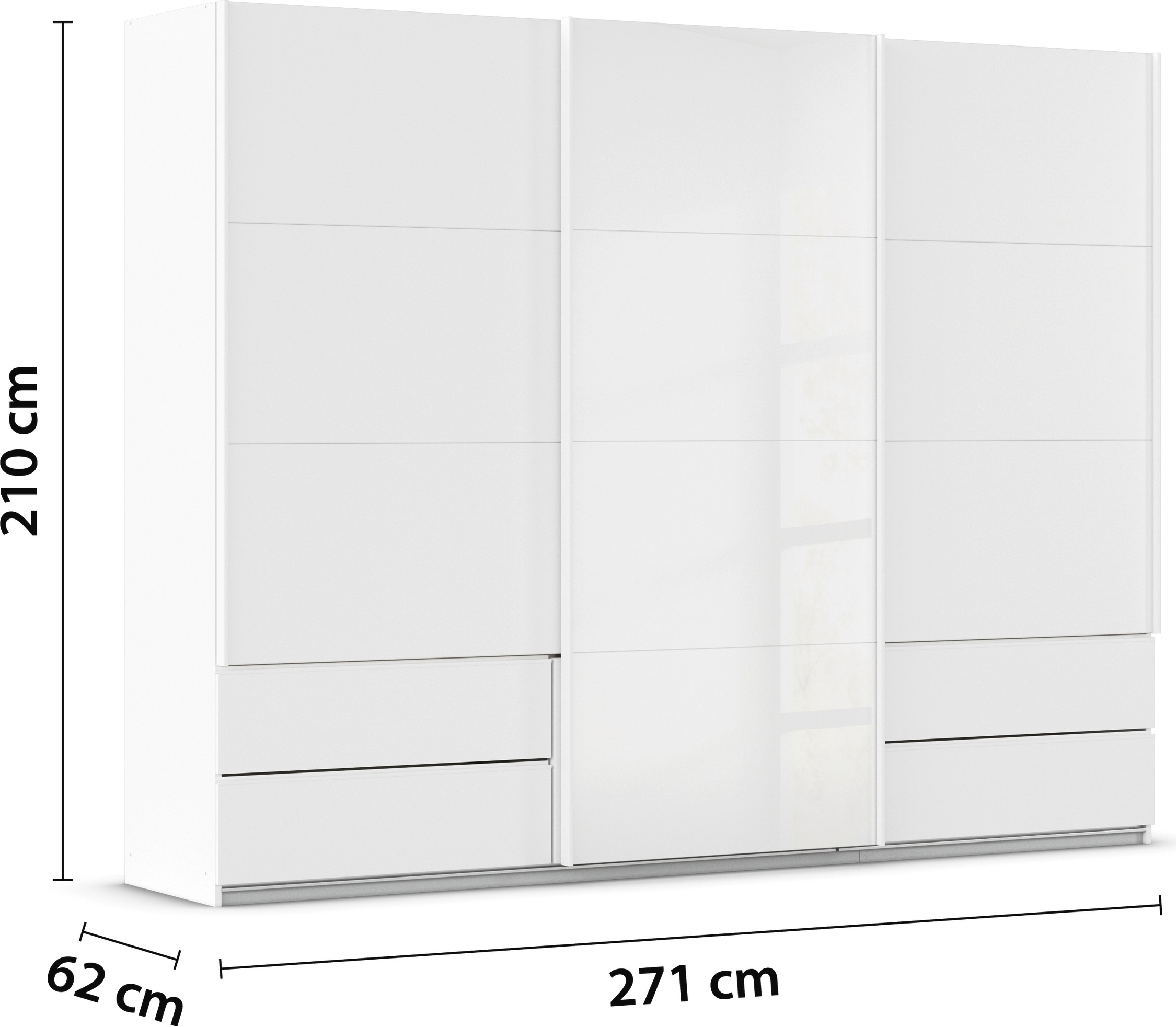 rauch Schwebetürenschrank »Kleiderschrank Schrank Garderobe ELARA Glastür/Grauspiegel«, praktische Schubladen optional farblich abgesetzt MADE IN GERMANY