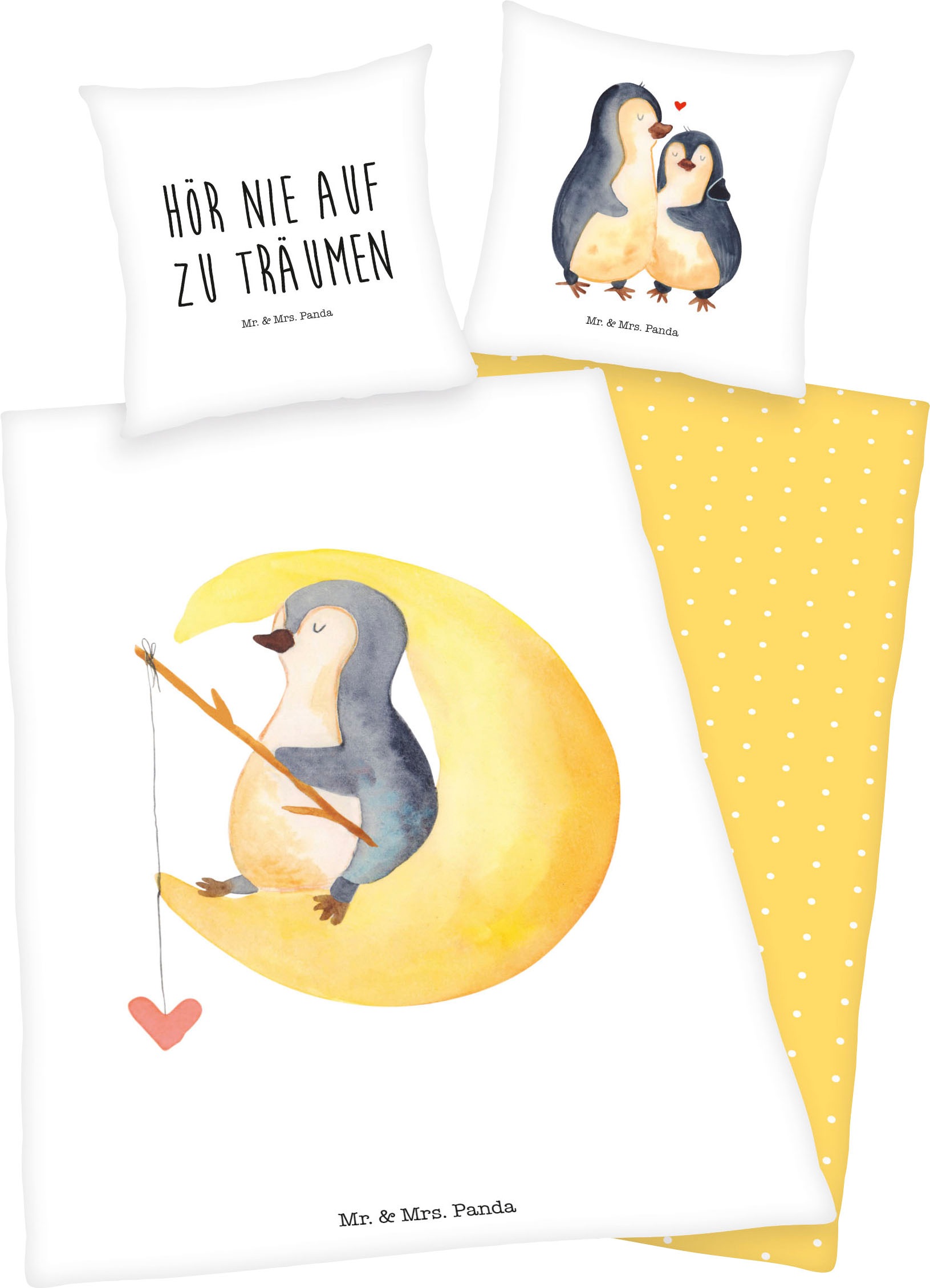 Wendebettwäsche »Mr. & Mrs. Panda«, mit Schriftzug günstig online kaufen