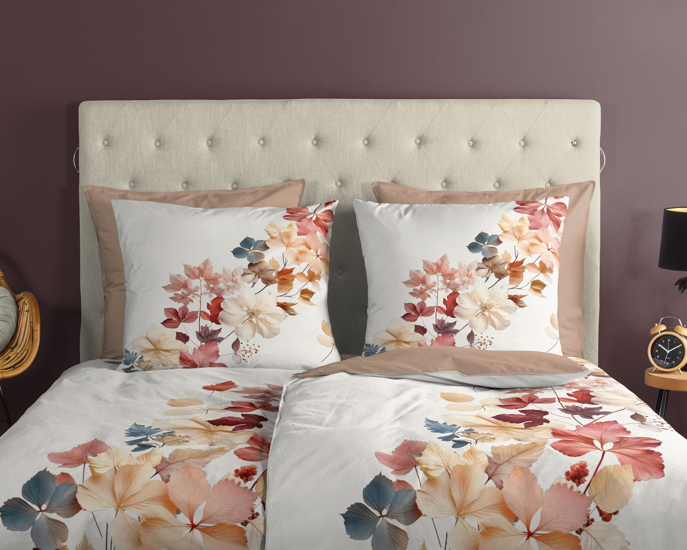 good morning Wendebettwäsche »Cocoo« 2 Stk. tlg. 100% Baumwolle, Renforcé, Reißverschluss, Wendeoptik, Blätter