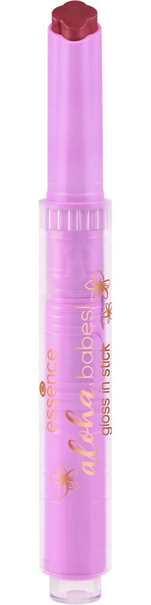 Essence Lippenstift »aloha, babes! gloss in stick«, (Set, 3 tlg.), Pflegende Formel, leichte Deckkraft, mit Kokosnussduft.