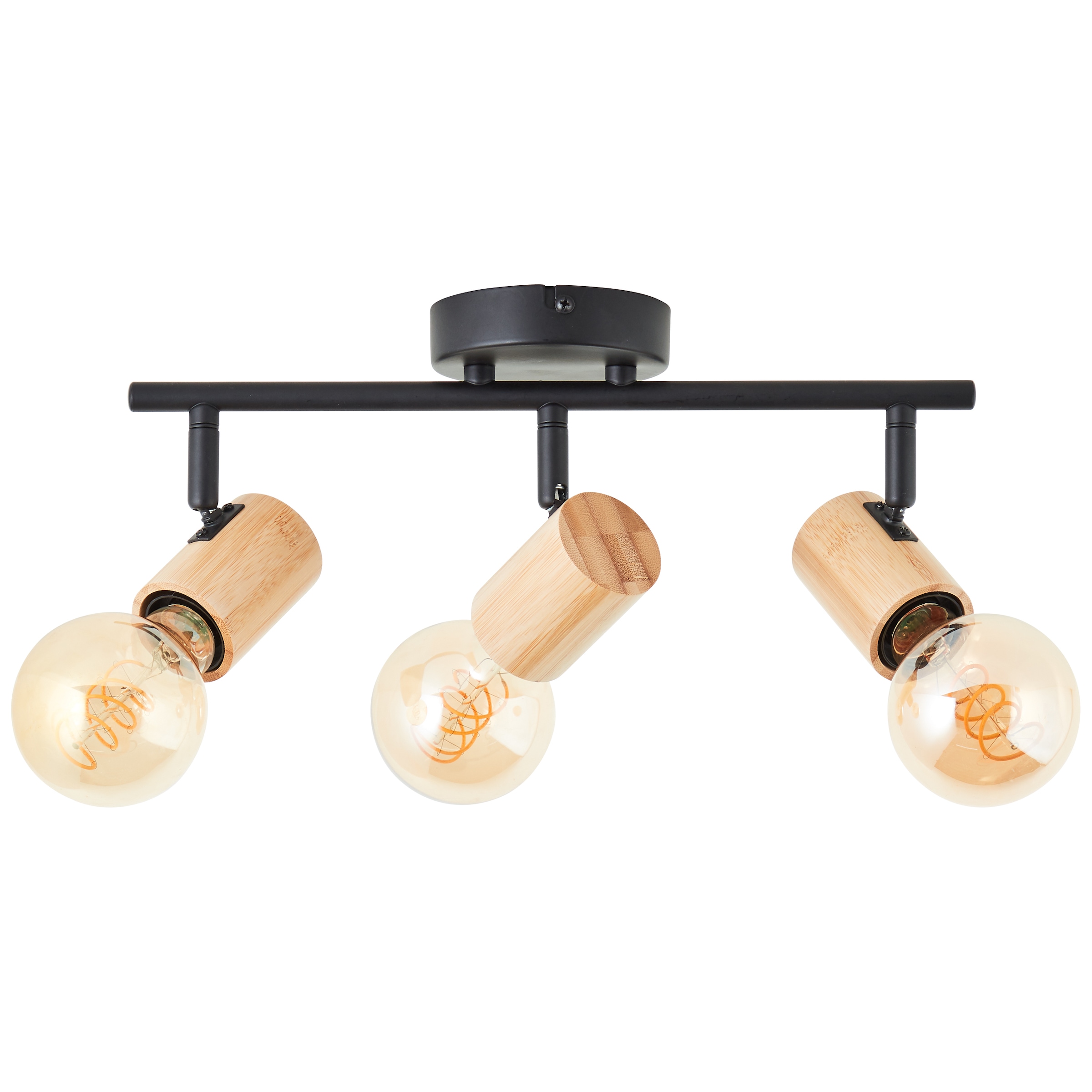 Brilliant Deckenstrahler »Kerry«, 3 flammig, Leuchtmittel E27 | ohne Leuchtmittel, Breite 36 cm, E27, Metall/Bambus, schwarz/natur