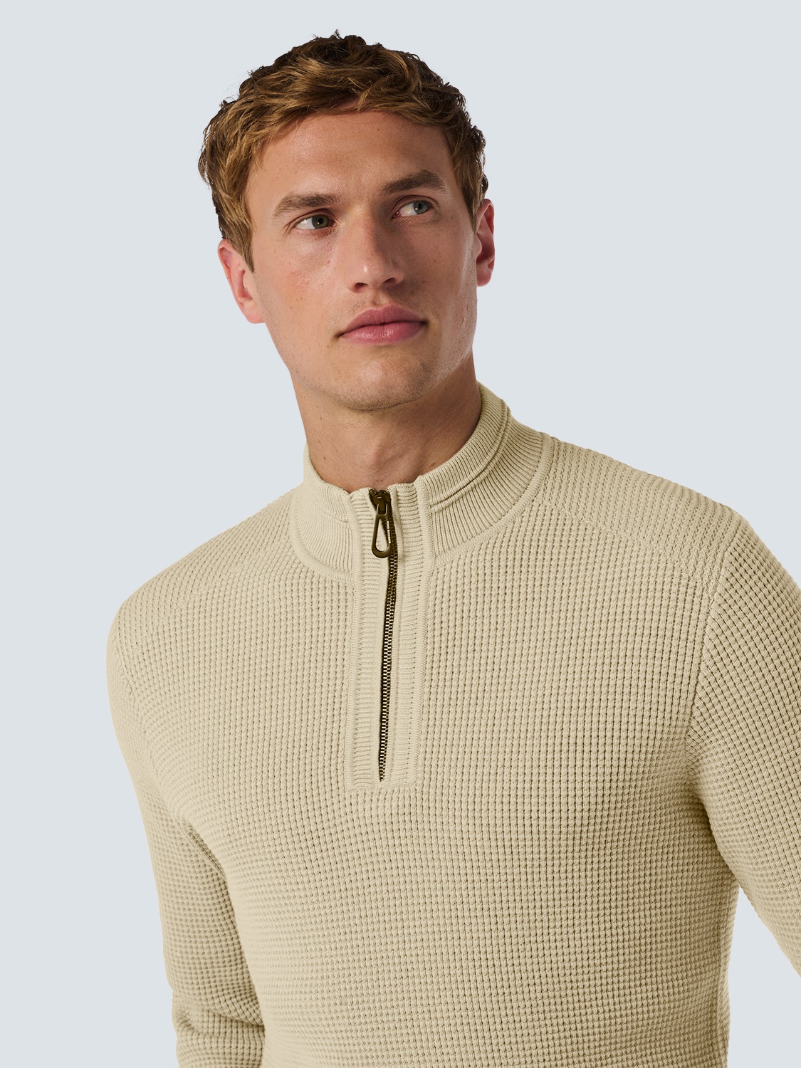 NO EXCESS Rollkragenpullover »No Excess Jacquard-Pullover mit halbem Reißverschluss«