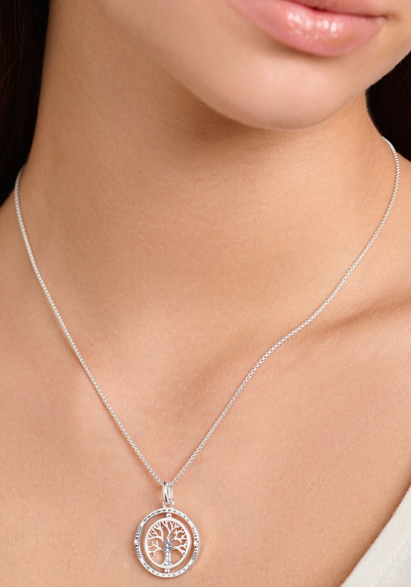 THOMAS SABO Kette mit Anhänger »Tree of Love, KE2148-643-14-L45V«, mit Zirkonia (synth.)