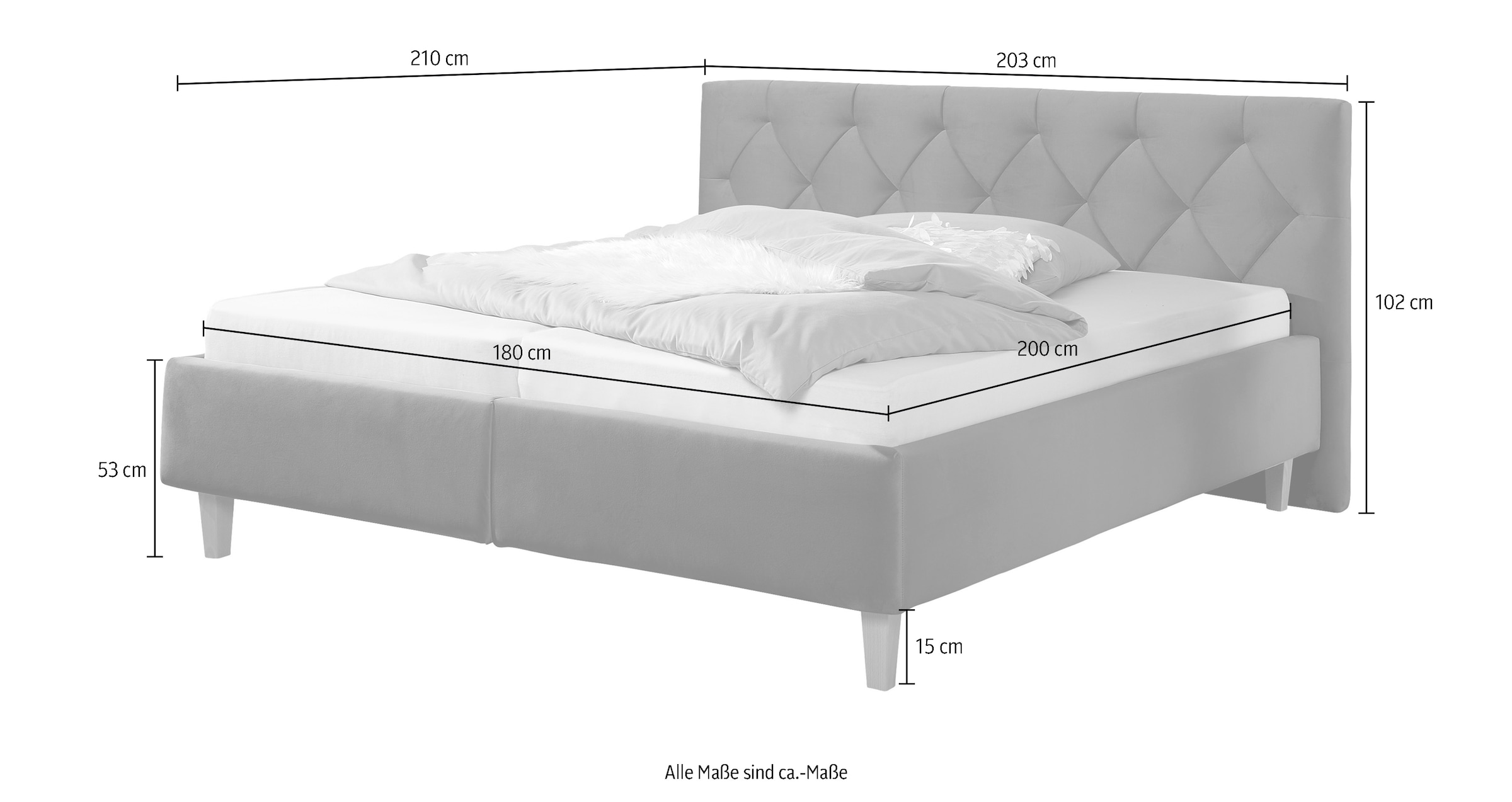 8. Bild von Guido Maria Kretschmer Home&Living Polsterbett »Sunley 100«, Kreuzsteppung, Kopfteilhöhe 102 cm, ohne oder mit Matratze/Lattenrost