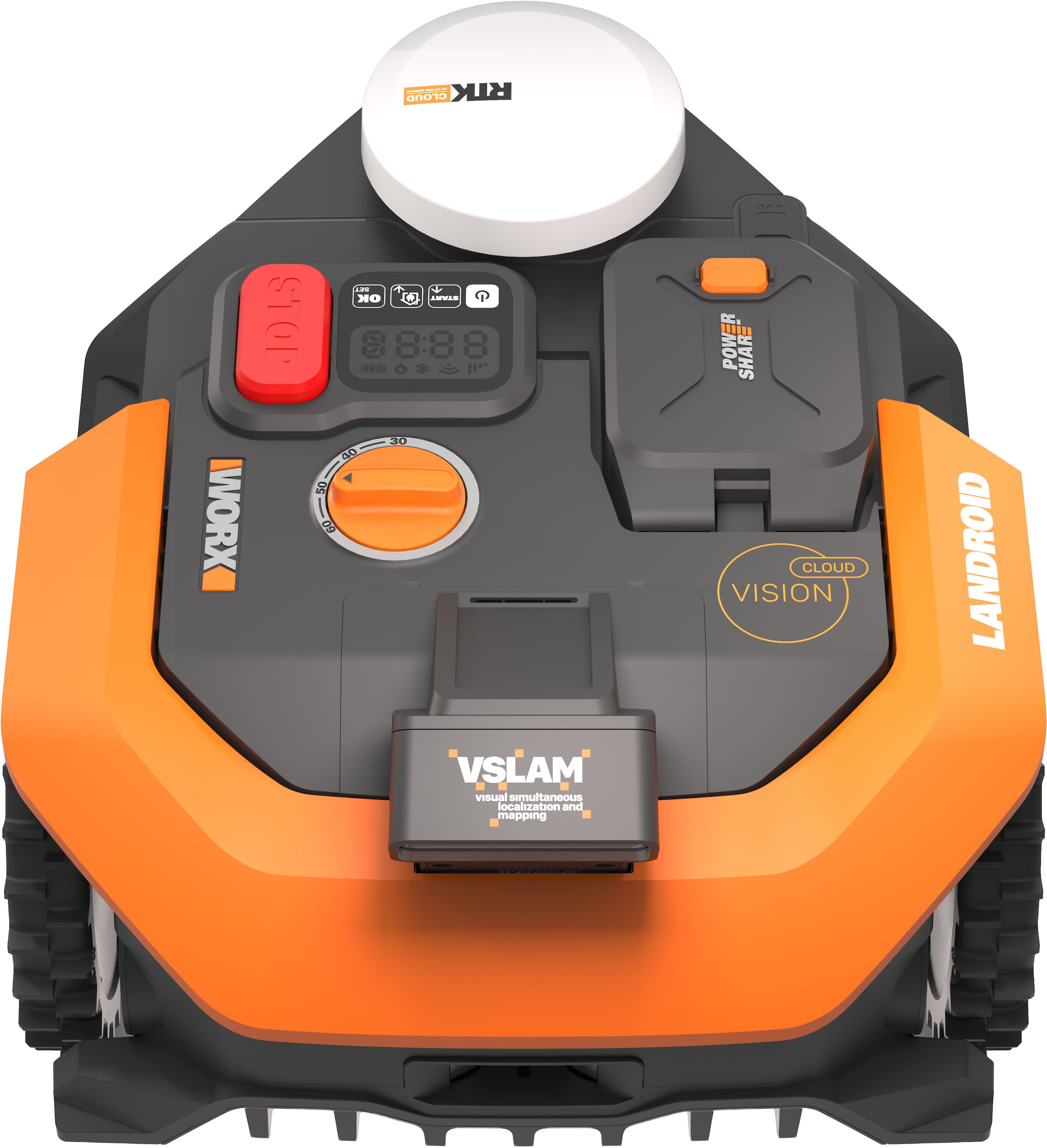 Worx Rasenmähroboter »Landroid Vision Cloud WR365E ohne Begrenzungskabel,  Auto-Mapping« KI-Hinderniserkennung, VSLAM+ RTK Cloud Navigation,   App-Steuerung