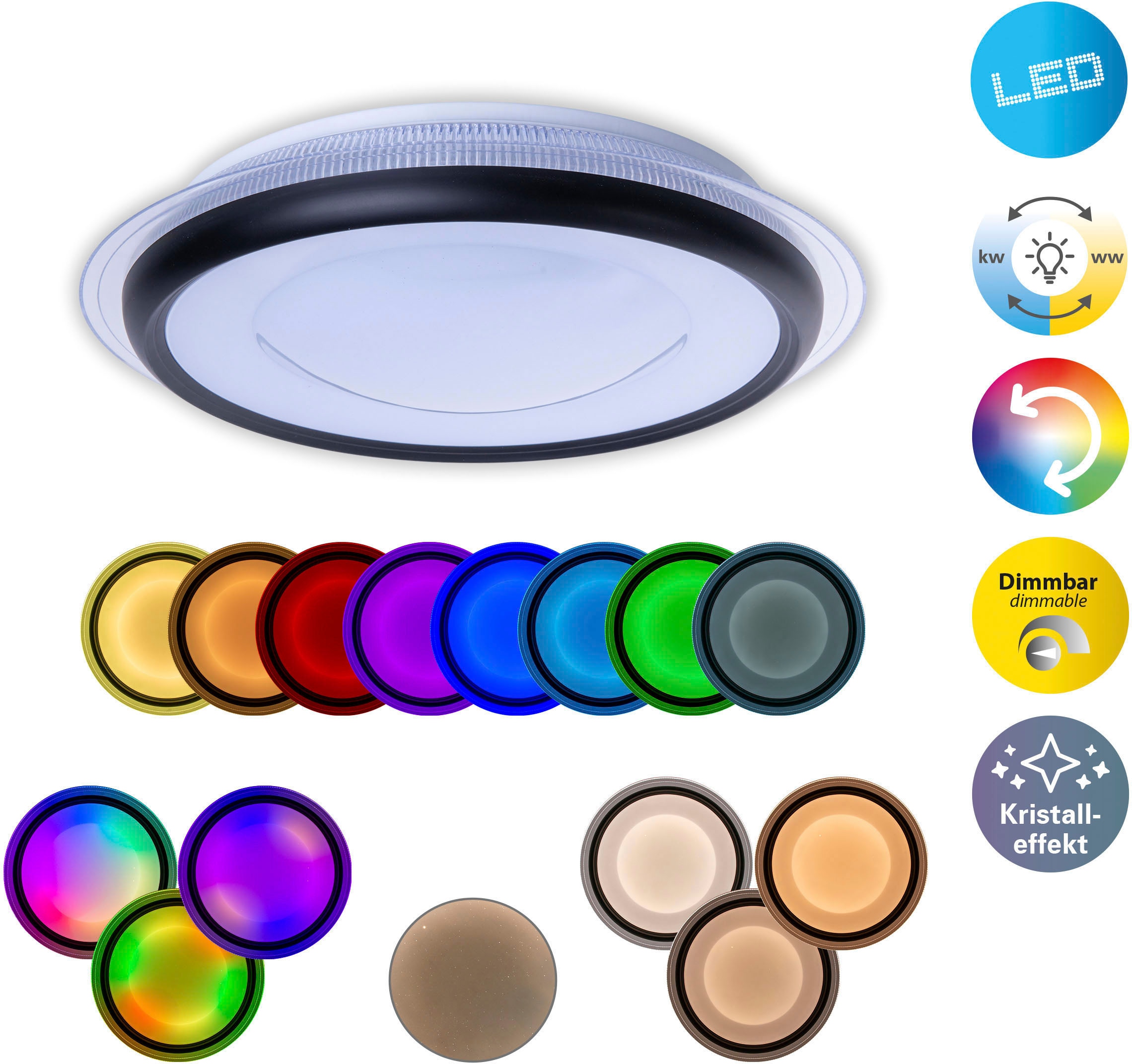 näve LED Deckenleuchte »Canna«, 1 flammig, inkl.CCT- / RGB Farbwechsler, In günstig online kaufen