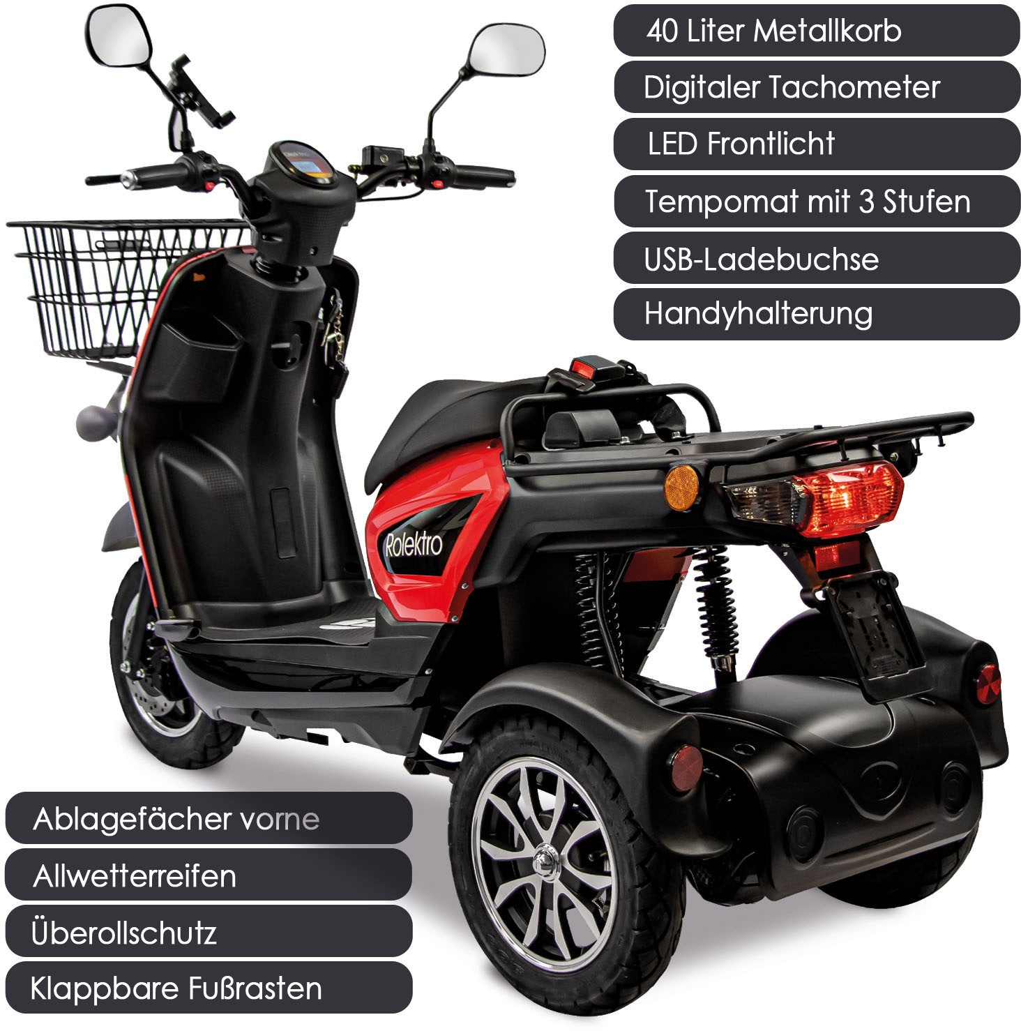 Rolektro Elektromobil »Rolektro E-Carrier 25 V.3 Lithium ohne Koffer«, (Korb)
